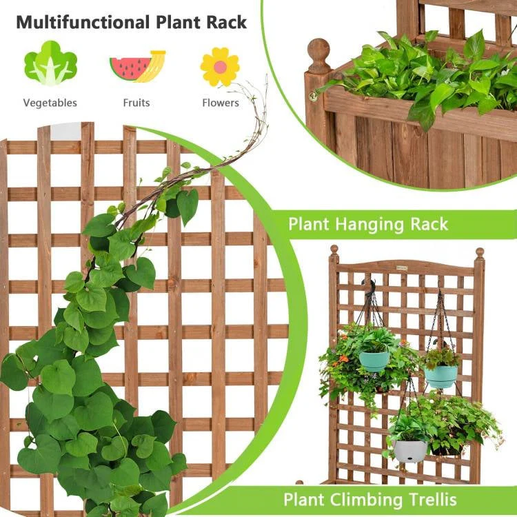 Solid Wood Raised Garden Bed with Trellis - Image 4