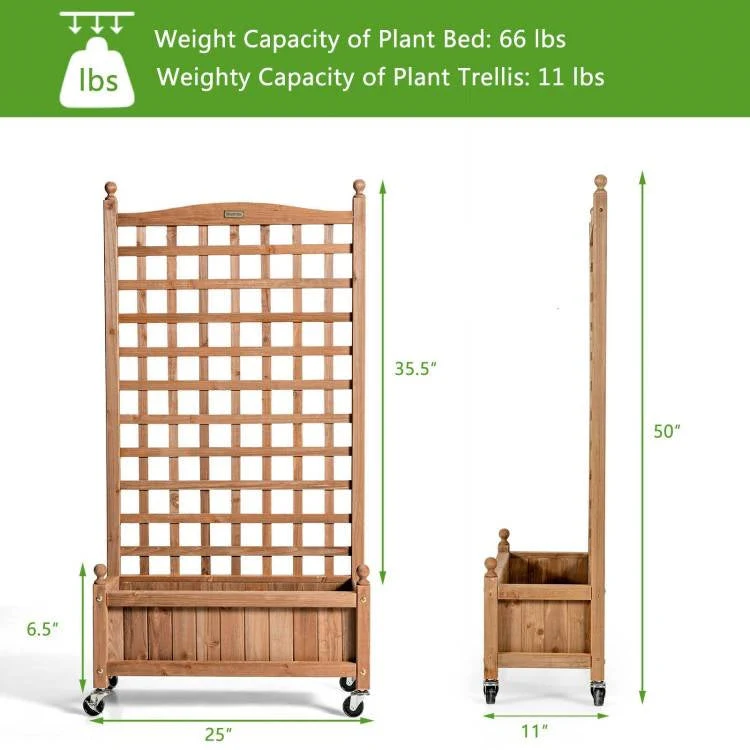 Solid Wood Raised Garden Bed with Trellis - Image 5