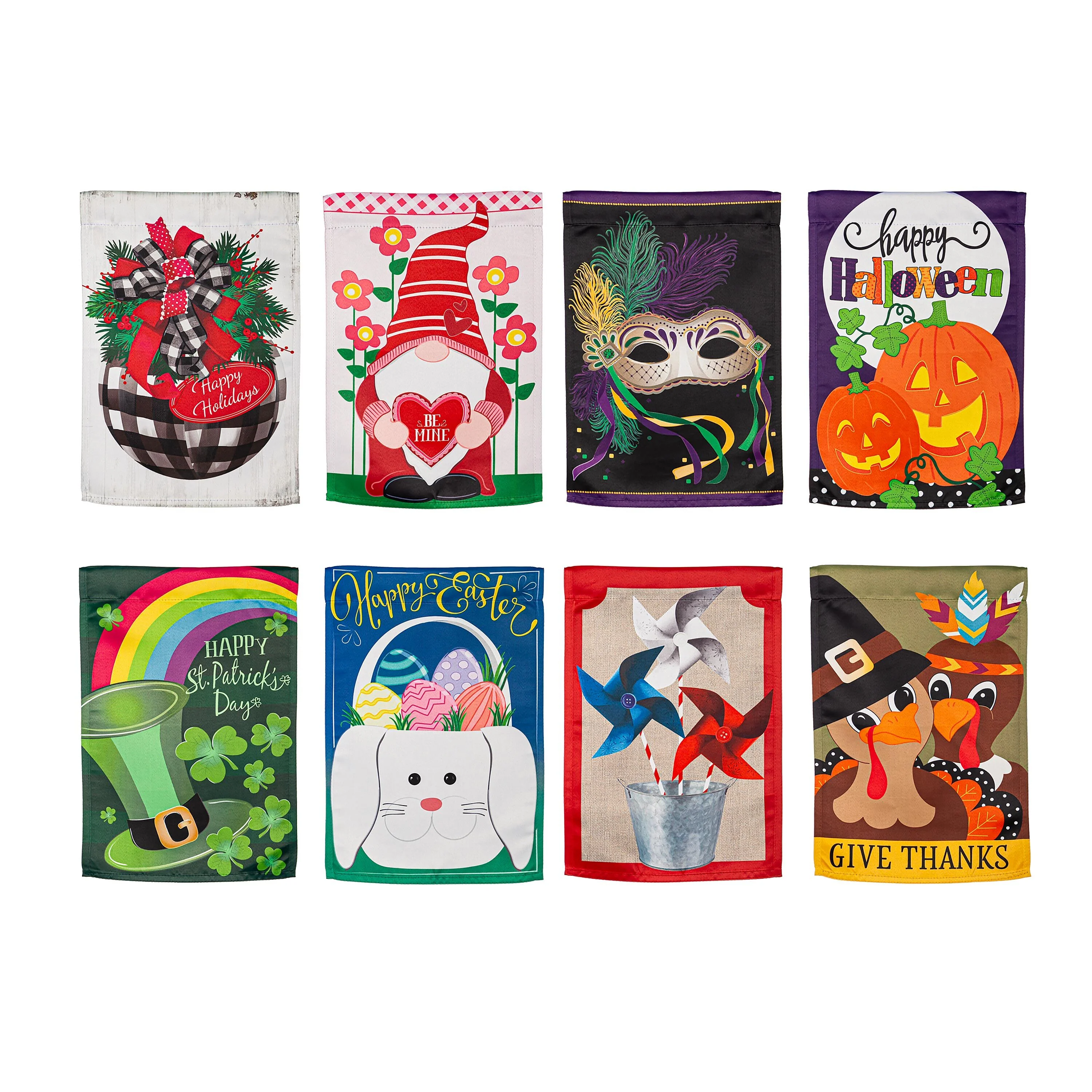 Seasonal Suede Garden Flag Set of 8, Whimsical