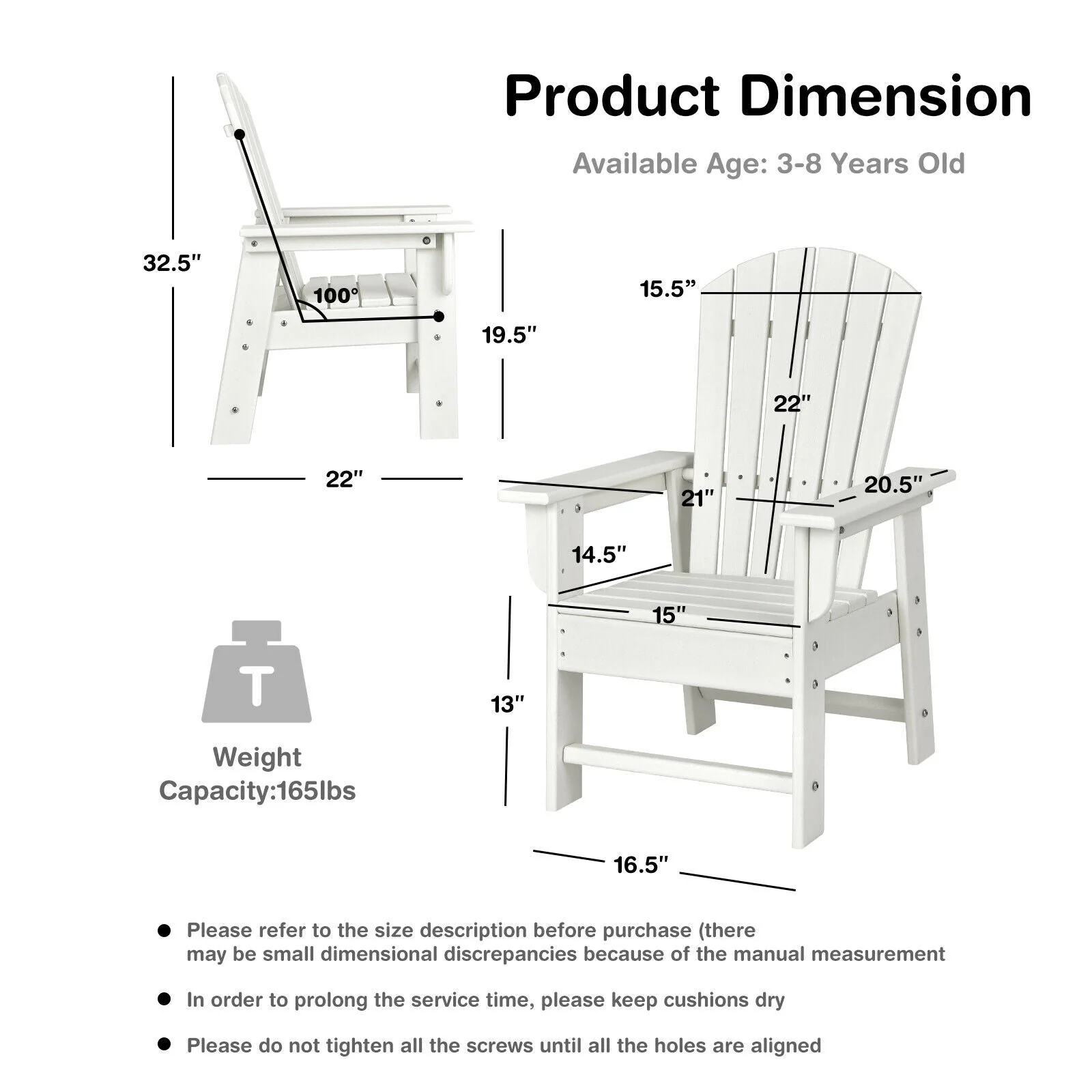 Kids' Adirondack Chair, White - Image 4