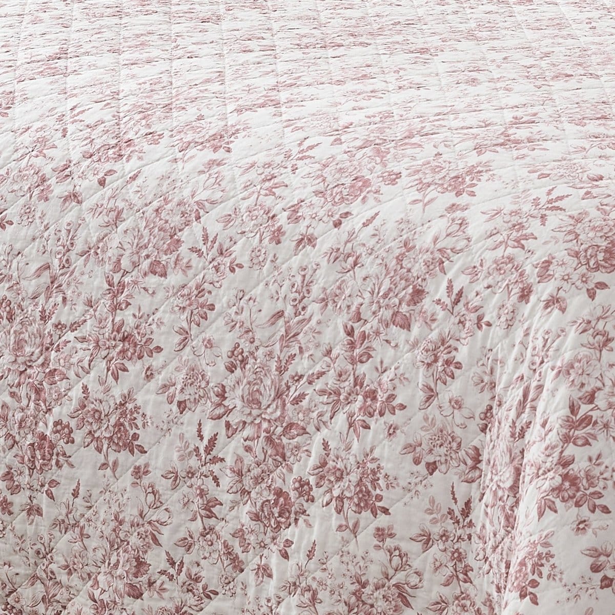 Peony Toile Reversible Cotton Quilt Set - Image 13