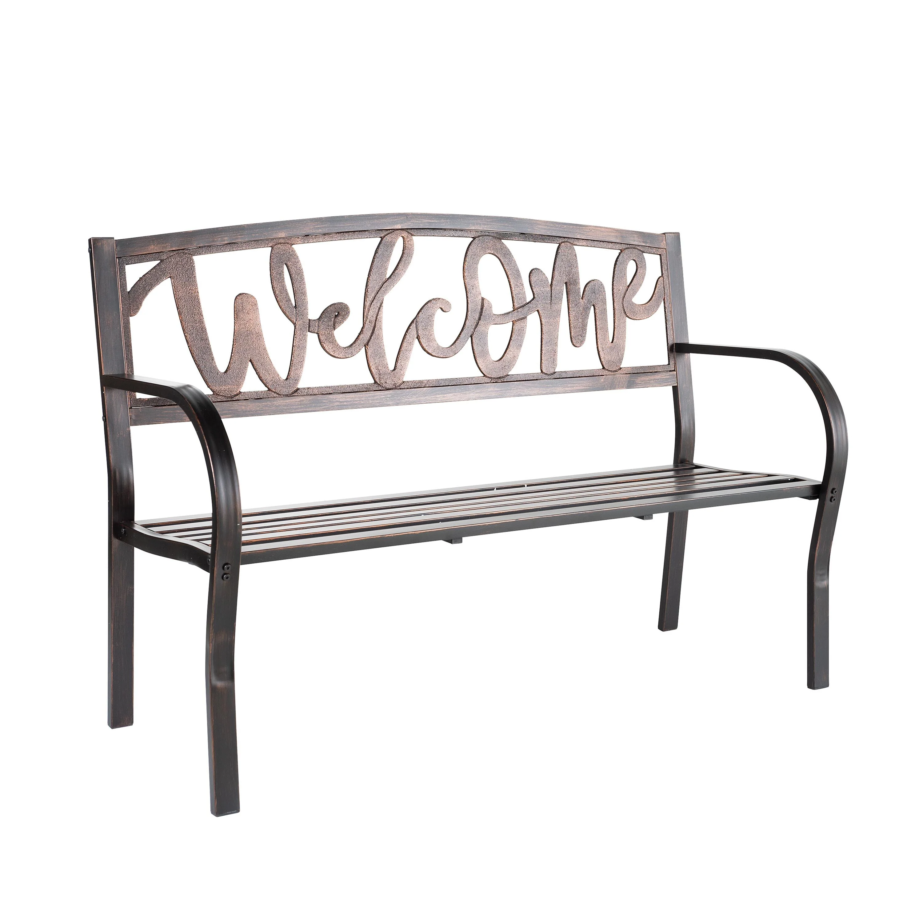 Welcome Metal Garden Bench - Image 2