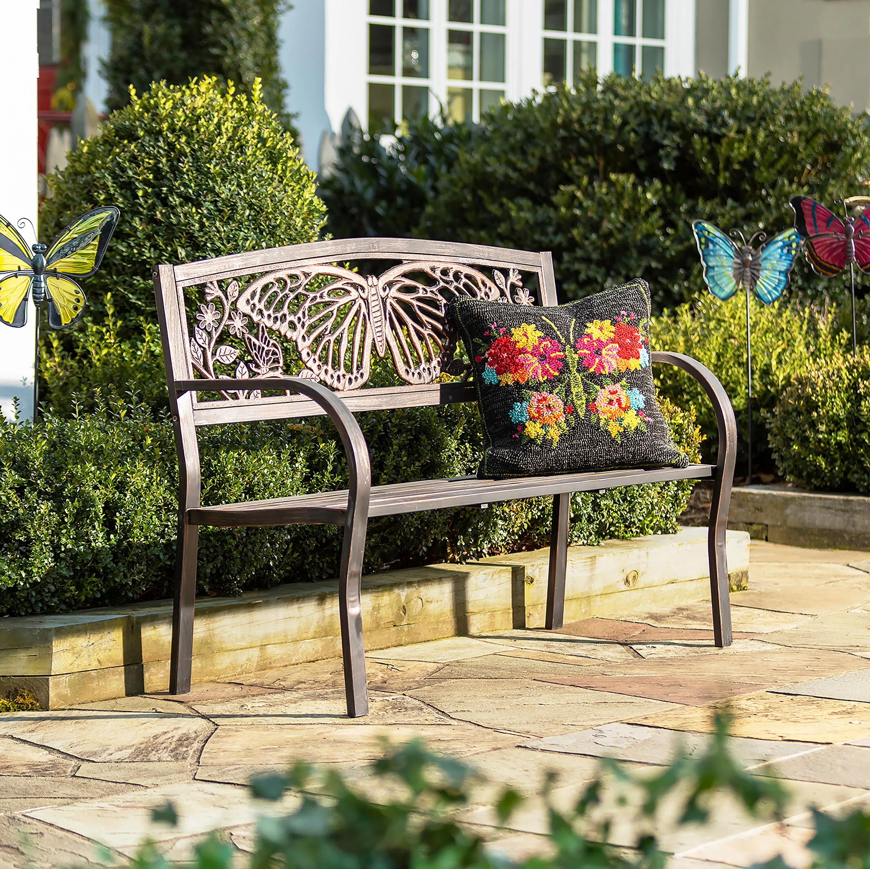 Butterfly Metal Garden Bench - Image 2