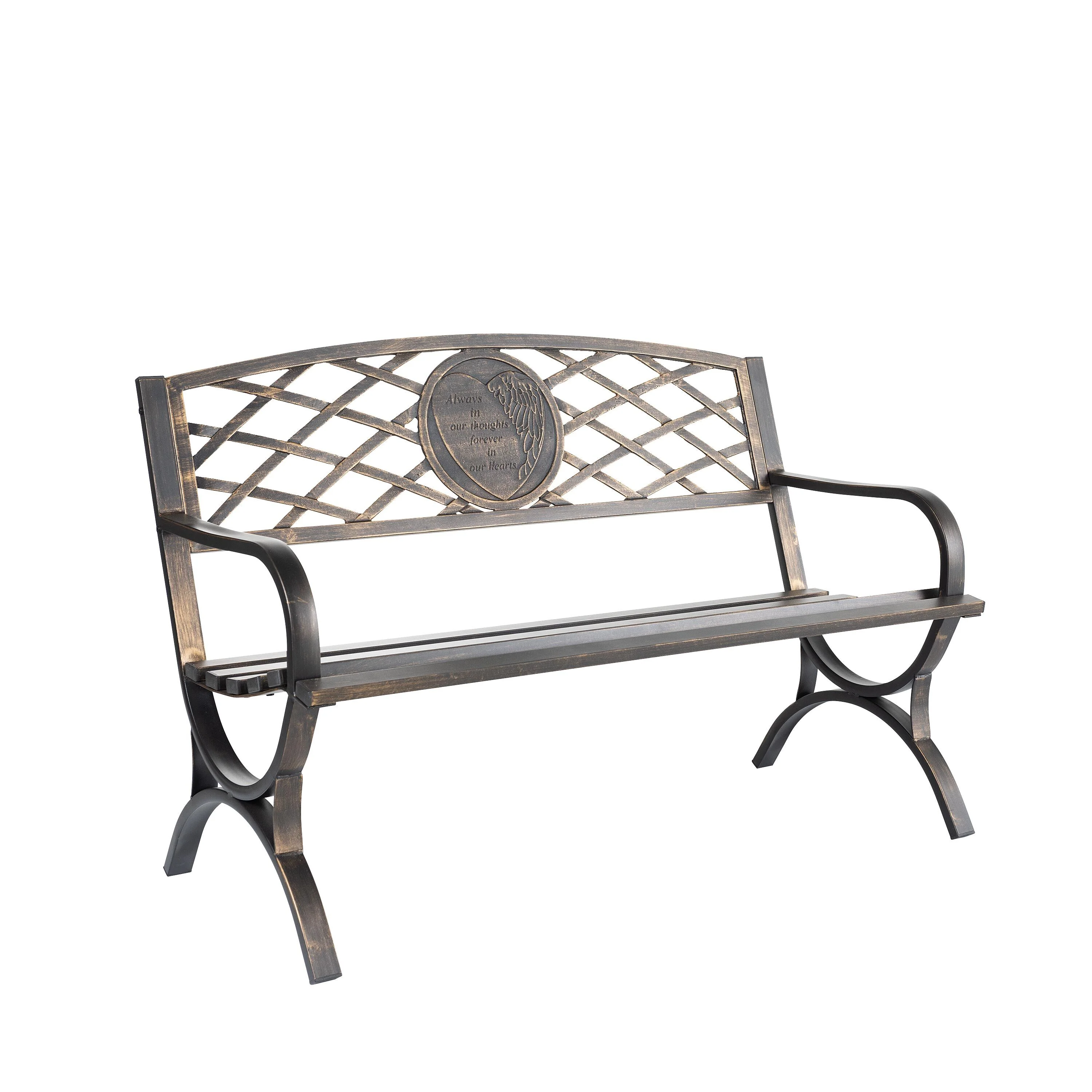 Thoughts & Hearts Memorial Metal Garden Bench - Image 4