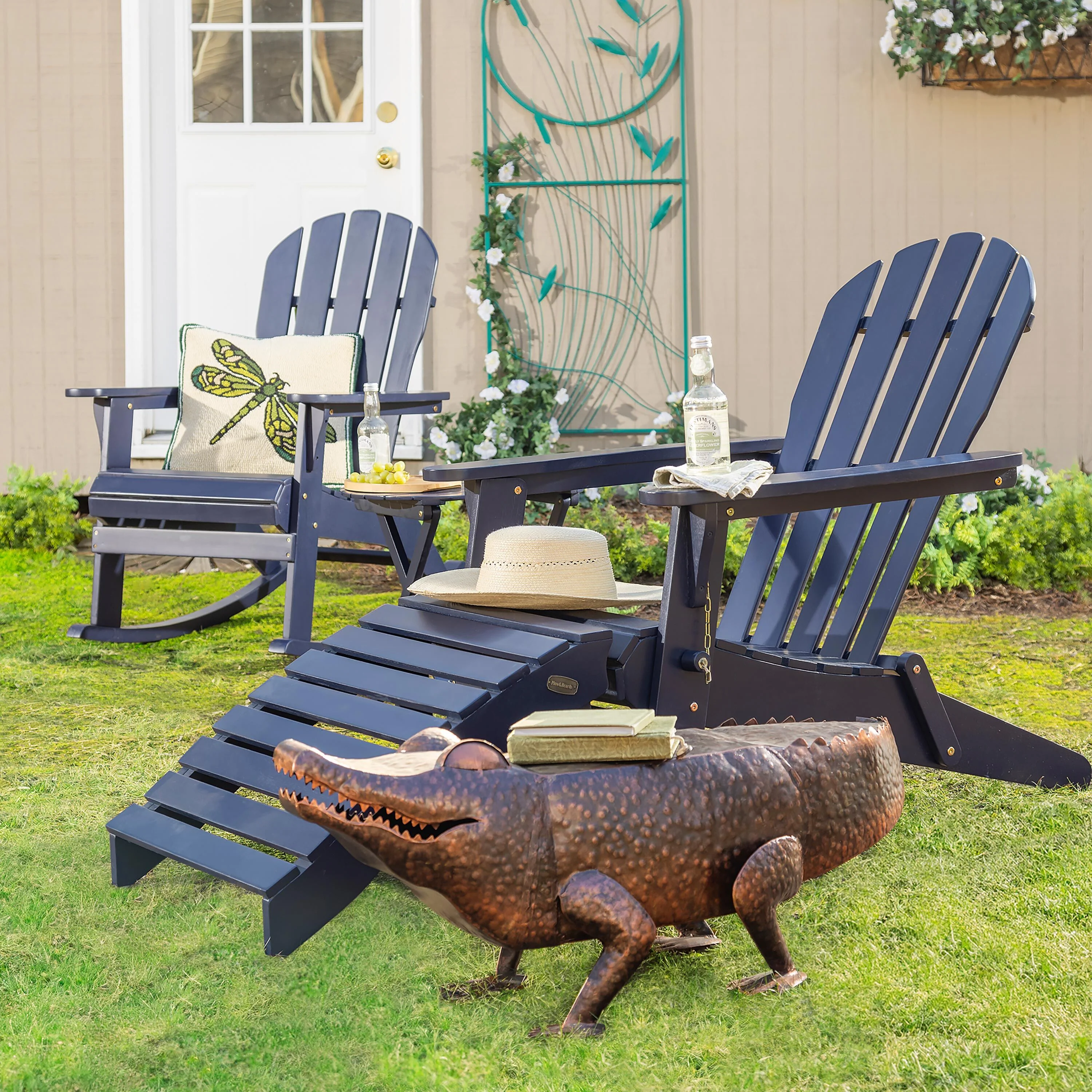 Handmade Painted Metal Alligator Side Table - Image 2