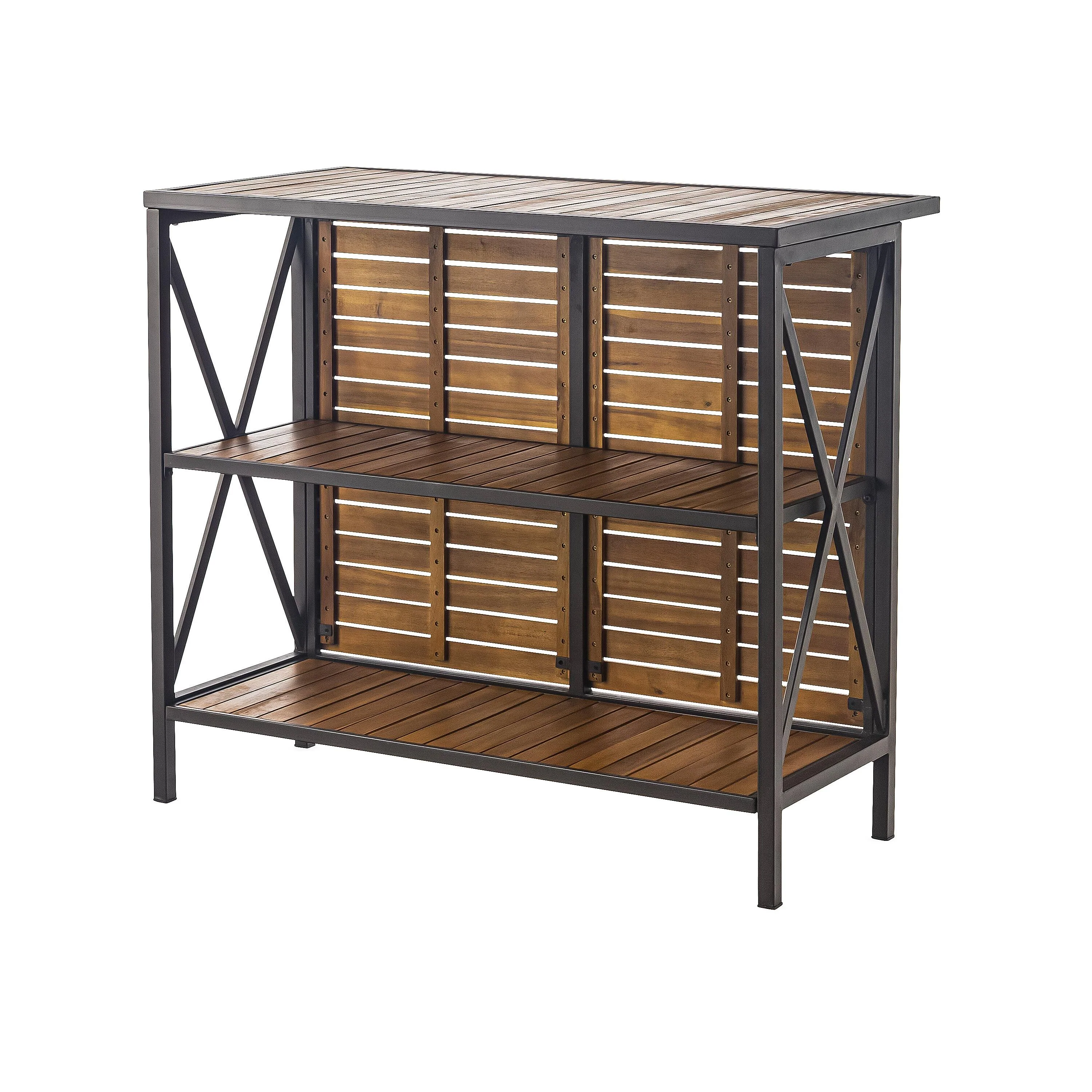 Aacia Bar Table with Iron Frame - Image 2