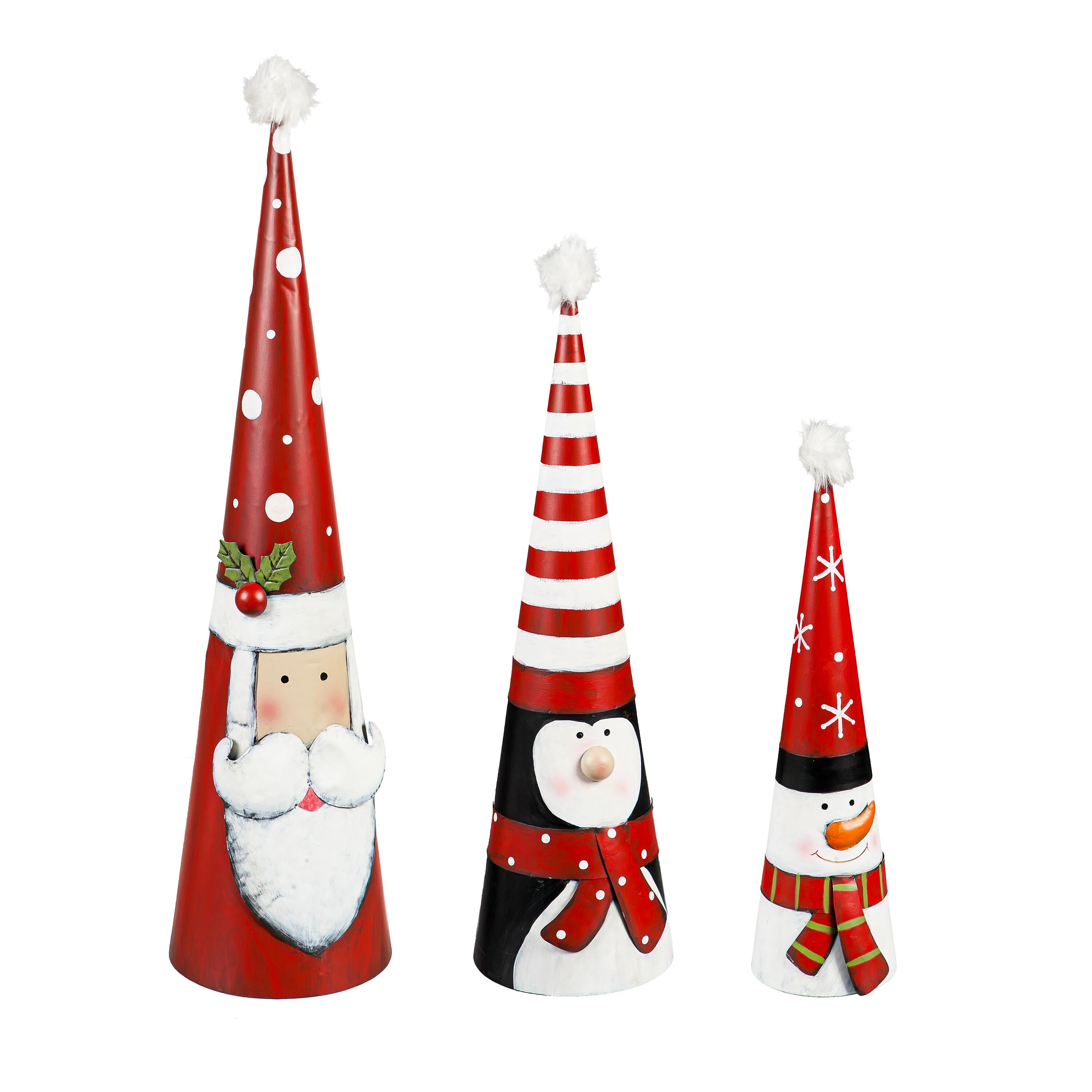 Metal Cone-Shaped Holiday Characters, Set of 3 - Image 2