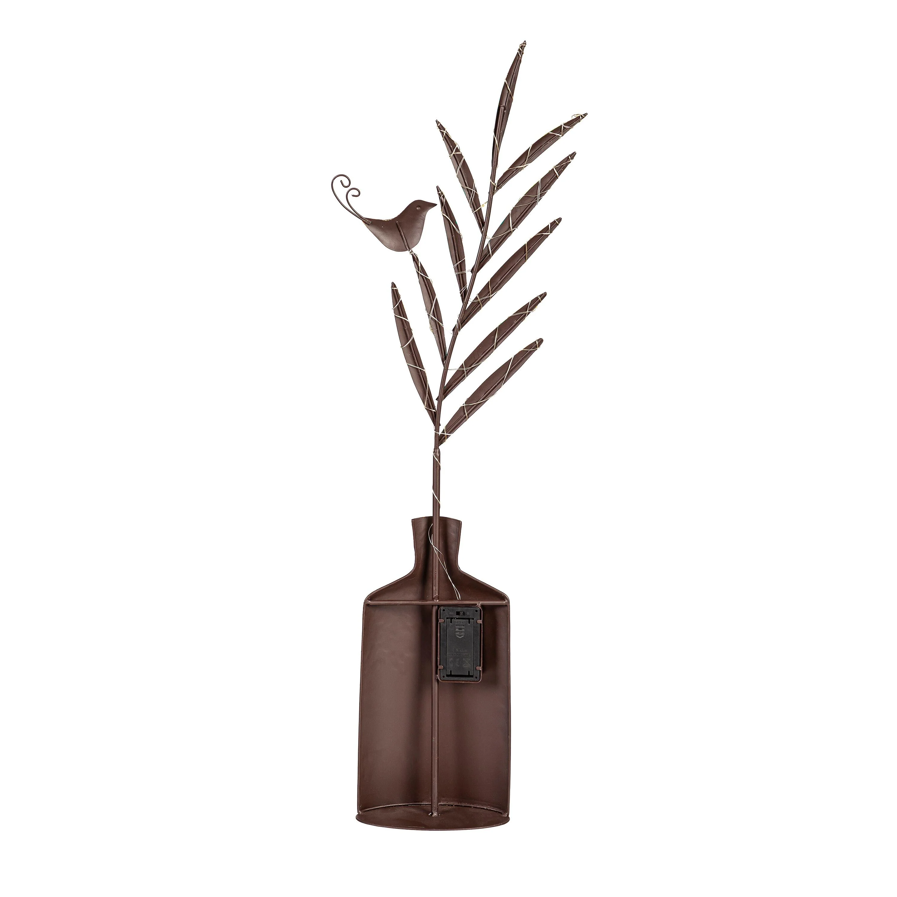 Lighted Metal Vase with Bird Garden Statue - Image 3