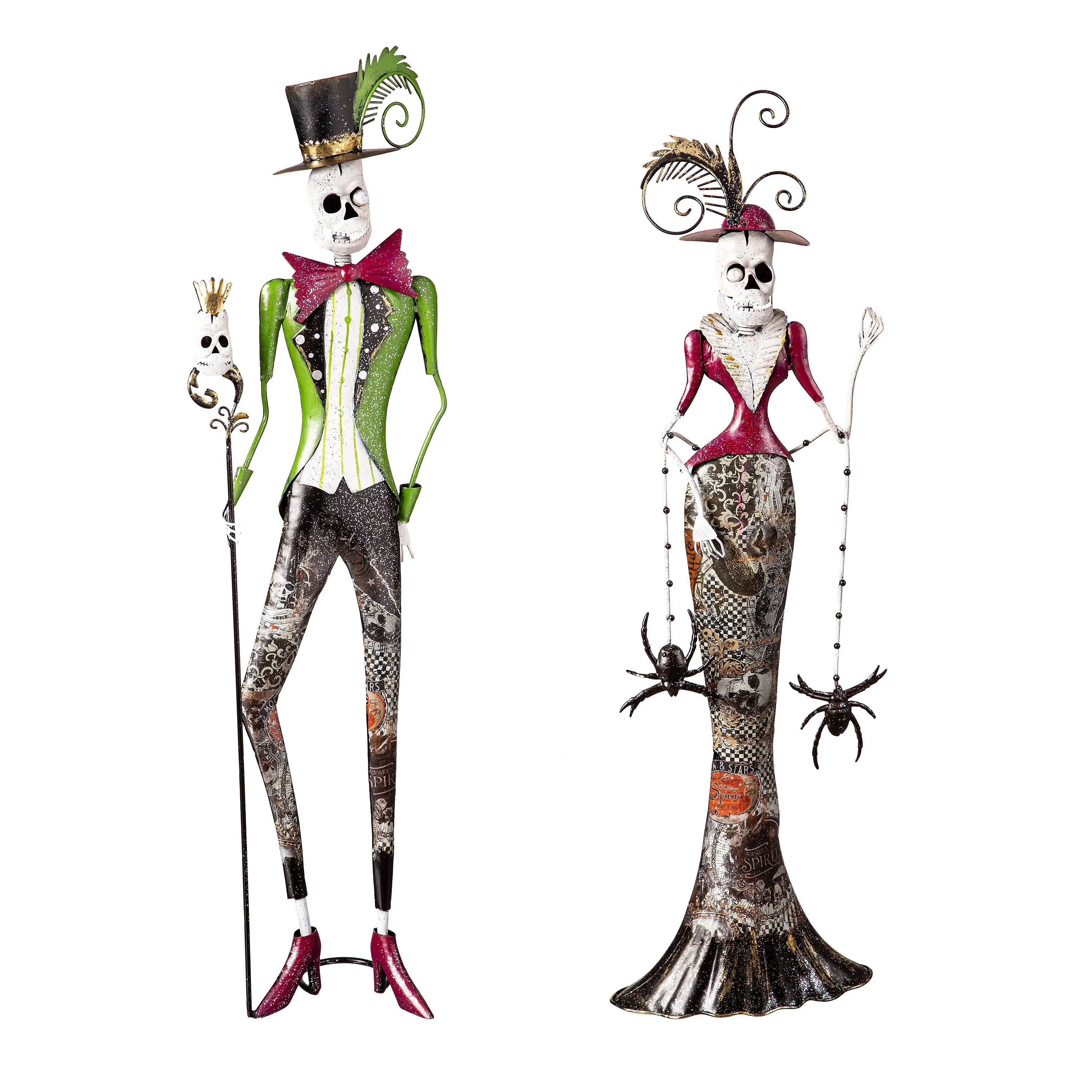 Metal Halloween Skeleton Statues, Set of 2 - Image 2