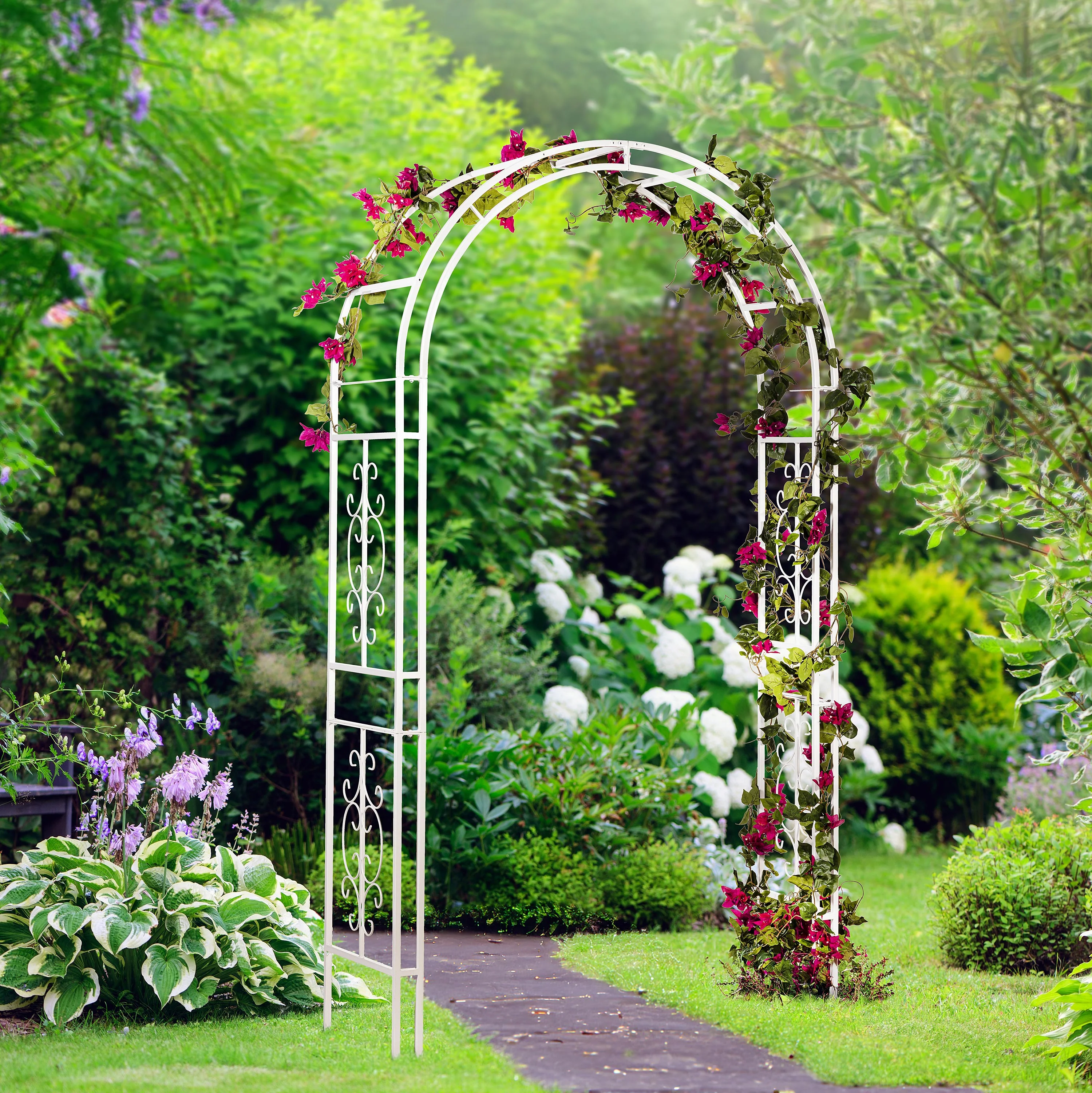 White Montebello Slimline Garden Arbor