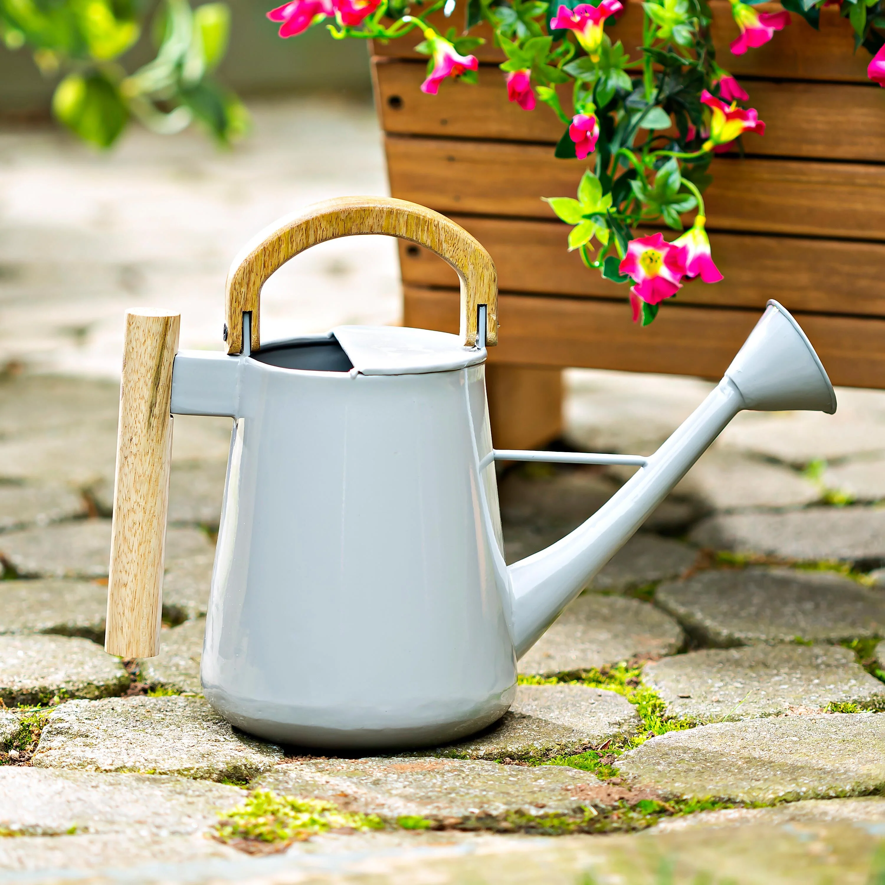 Wood and Metal Watering Can - Image 2