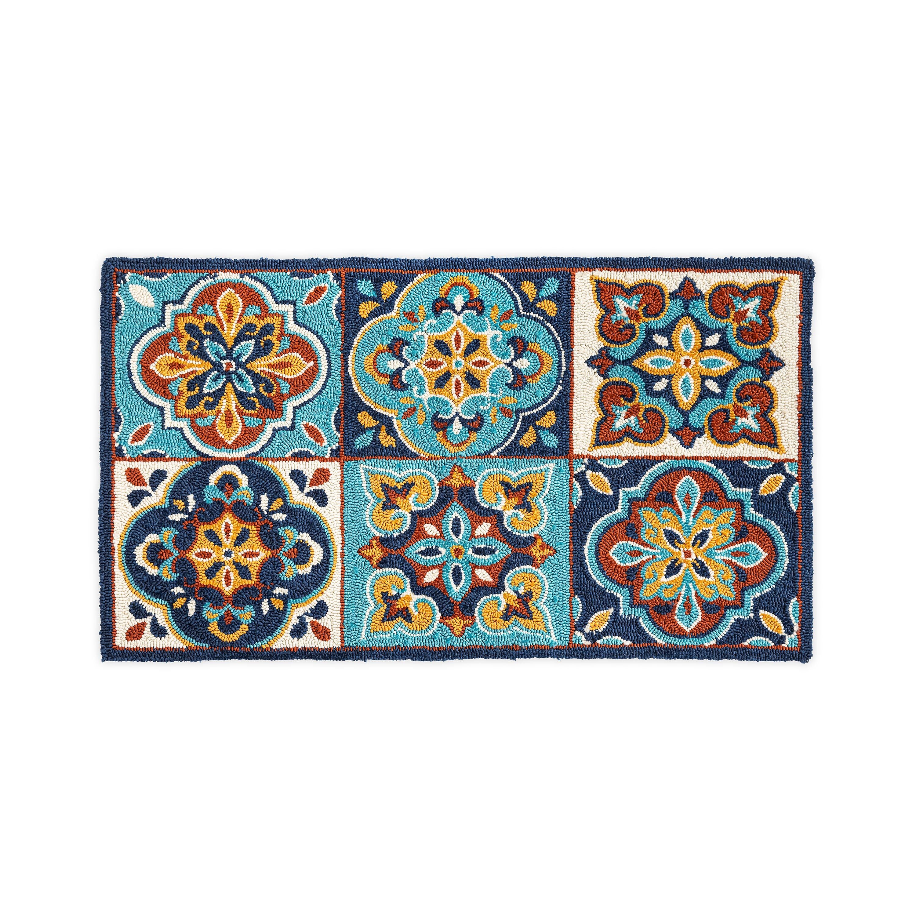 Indoor/Outdoor Tile-Inspired Hooked Polypropylene Accent Rug - Image 2