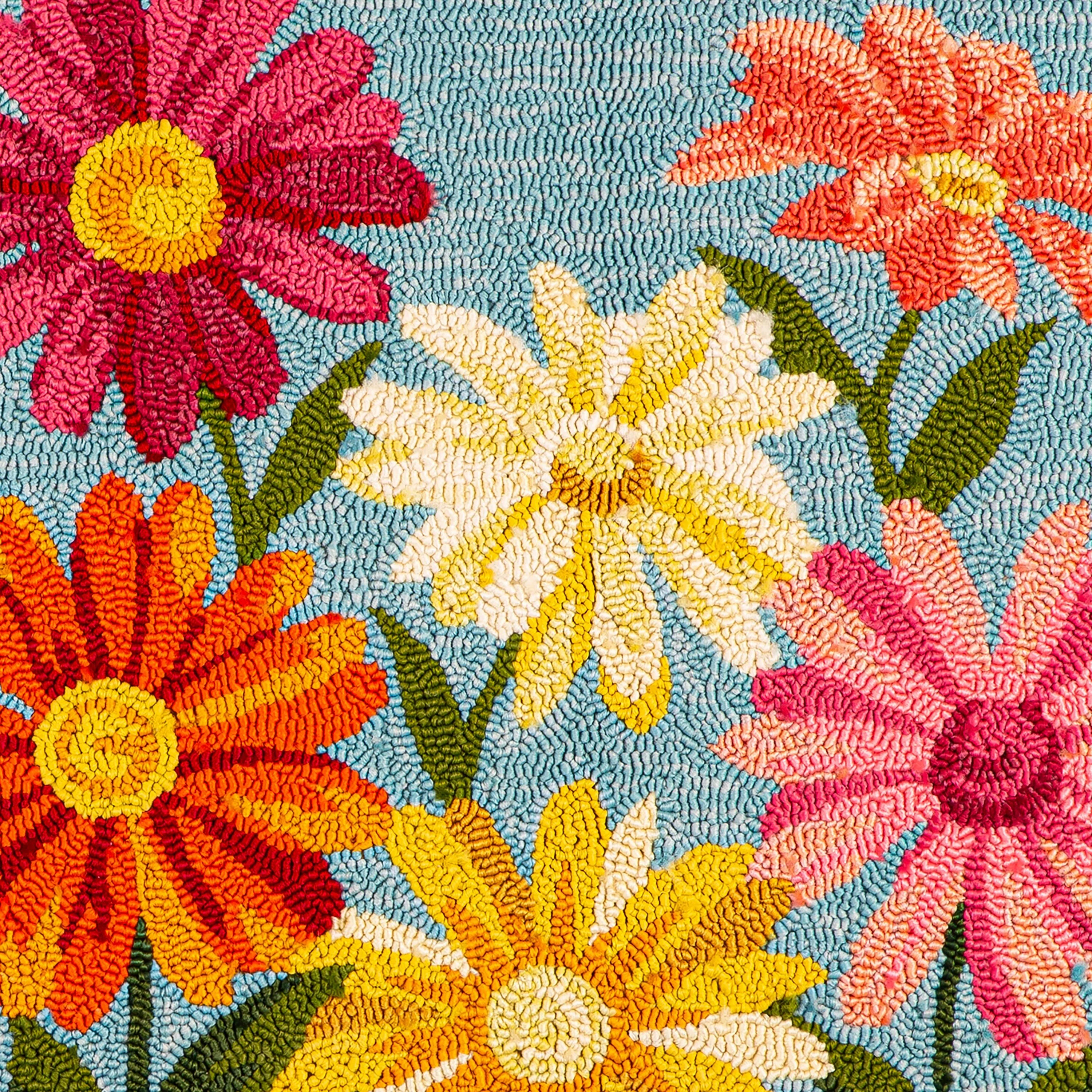 Indoor/Outdoor Hand-Hooked Polypropylene Pastel Posies Accent Rug - Image 4