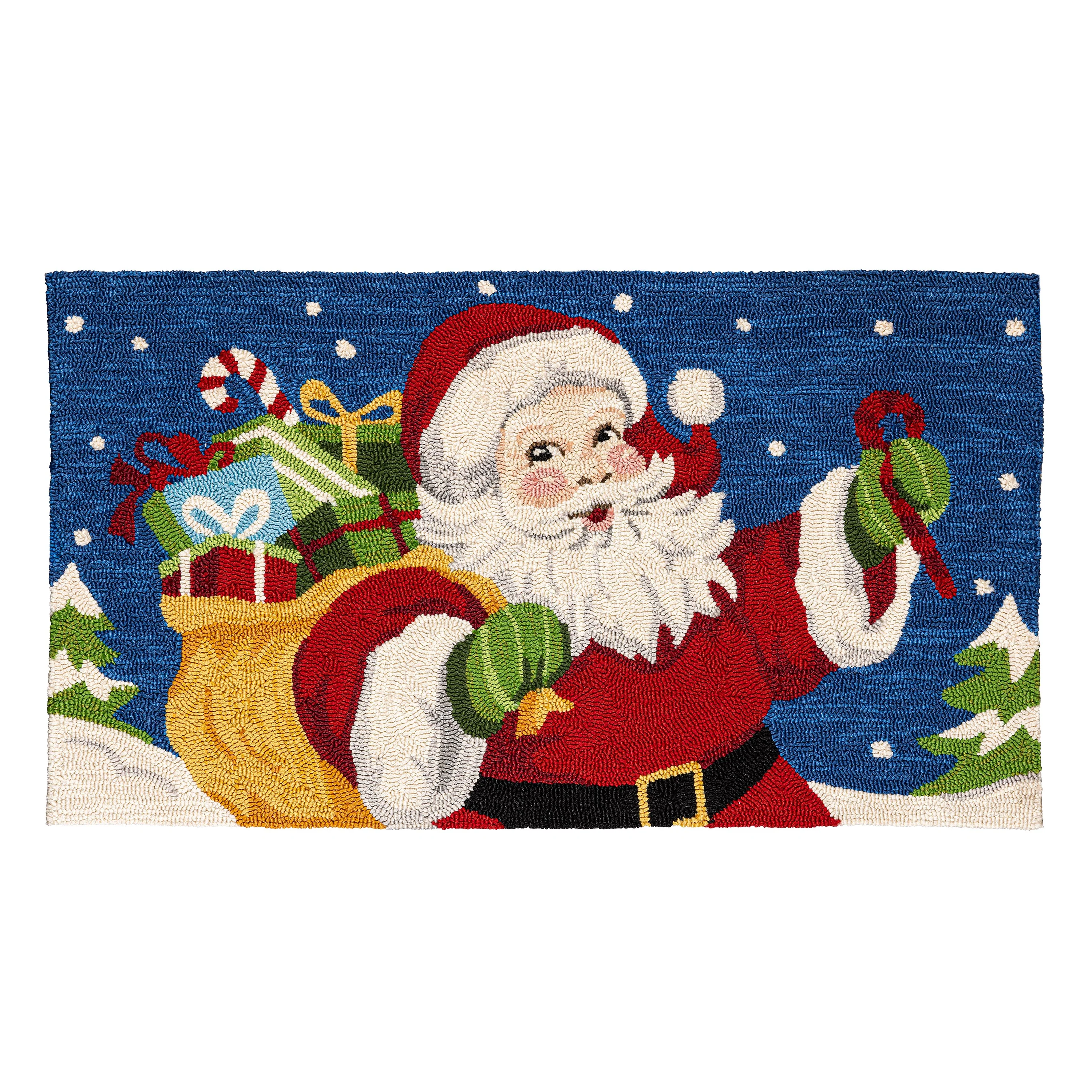Indoor/Outdoor Hooked Rug Santa Polypropylene, 24"x42" - Image 2