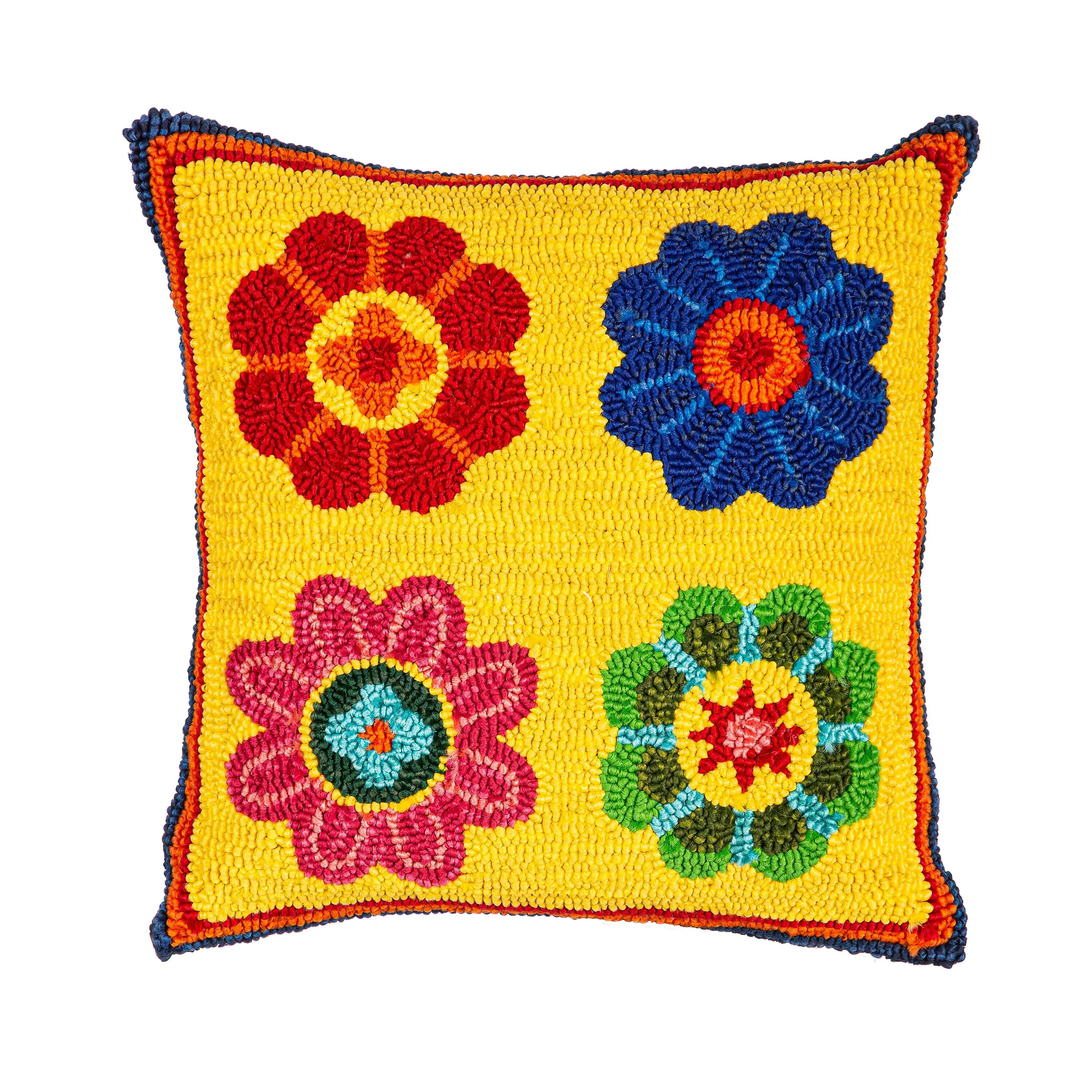 Indoor/Outdoor Palermo Floral Hooked Polypropylene Throw Pillow - Image 2