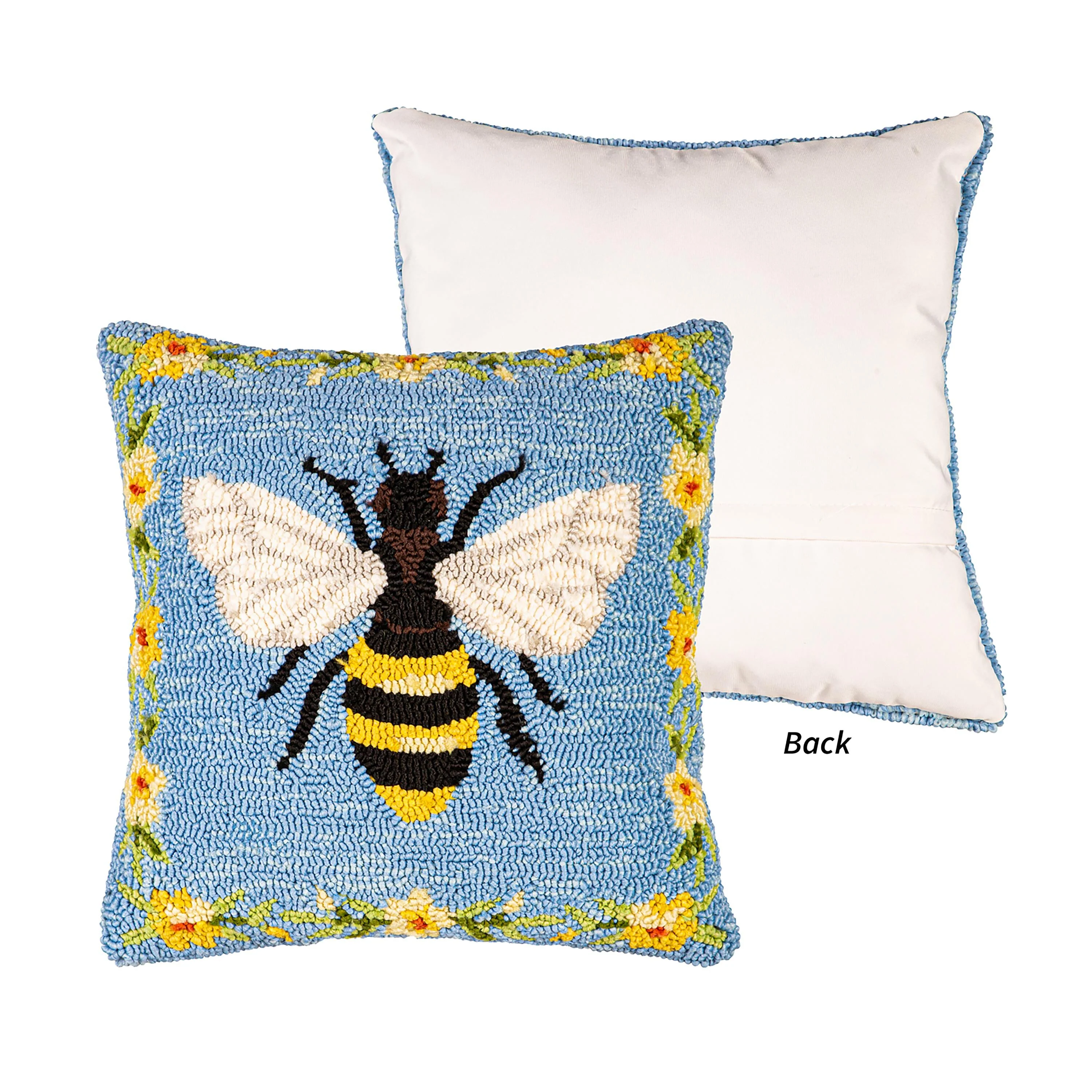 Indoor/Outdoor Bee Hooked Polypropylene Throw Pillow - Image 4