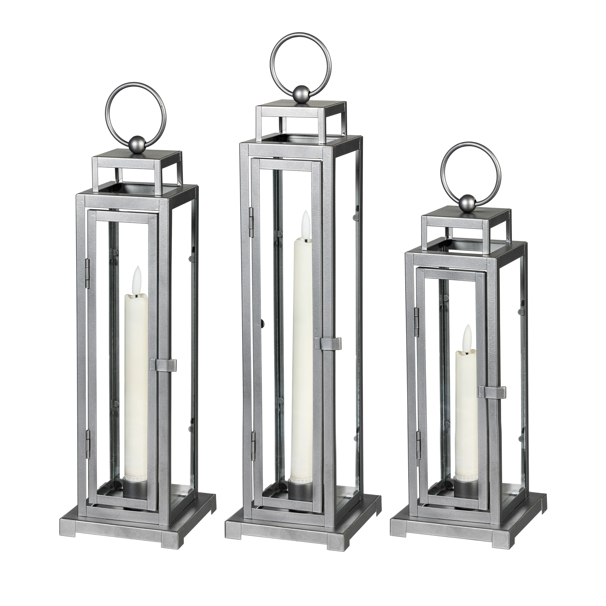 Tower Lantern LED Tapered Set of 3 with Gray Finish - Image 7