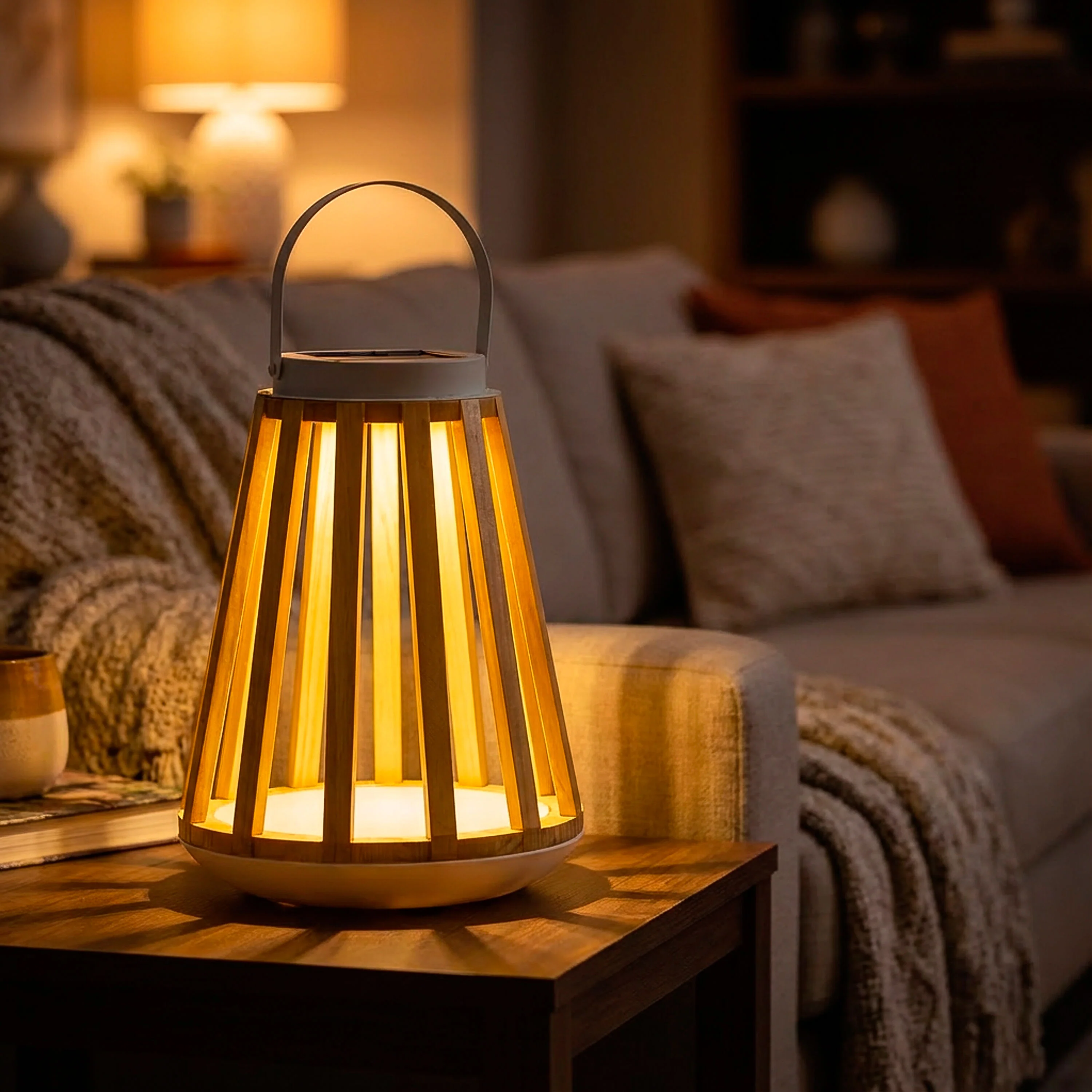 Wood Slat Solar Lantern - Image 4