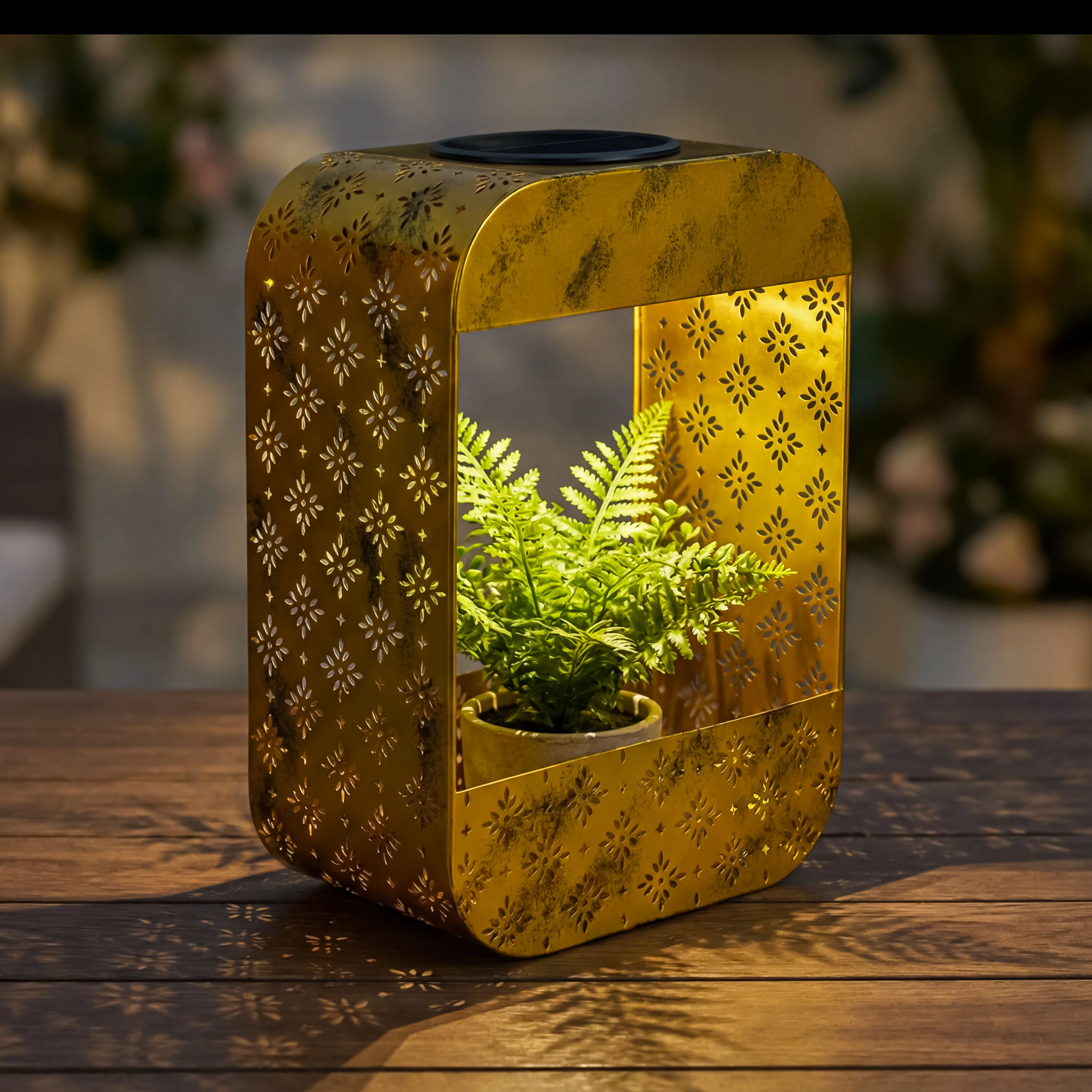 Solar Floral Planter, Gold - Image 3