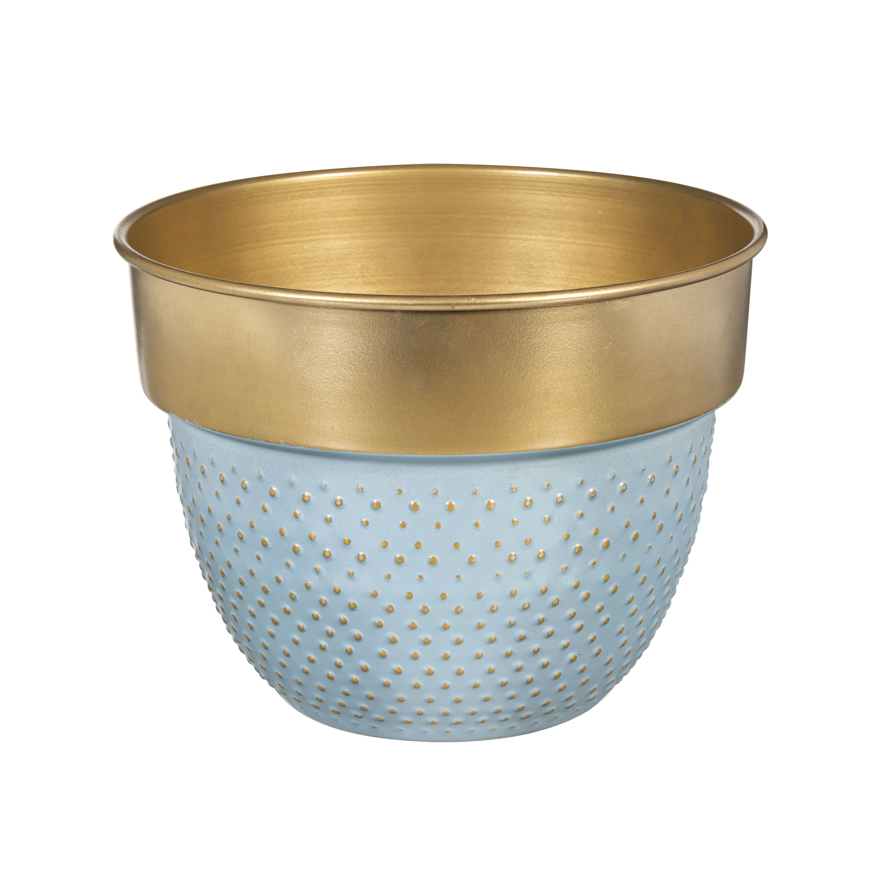 Blue Coastal Planter, Metal with Raised Dots, Nested Set of 2 - Image 3