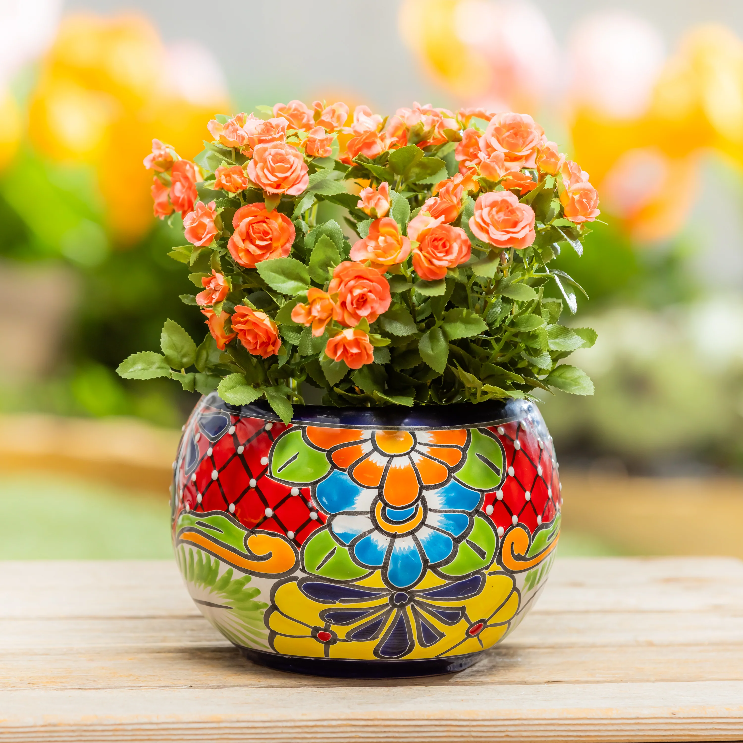Set of 2 Mexican Talavera Baul Planters - Image 2