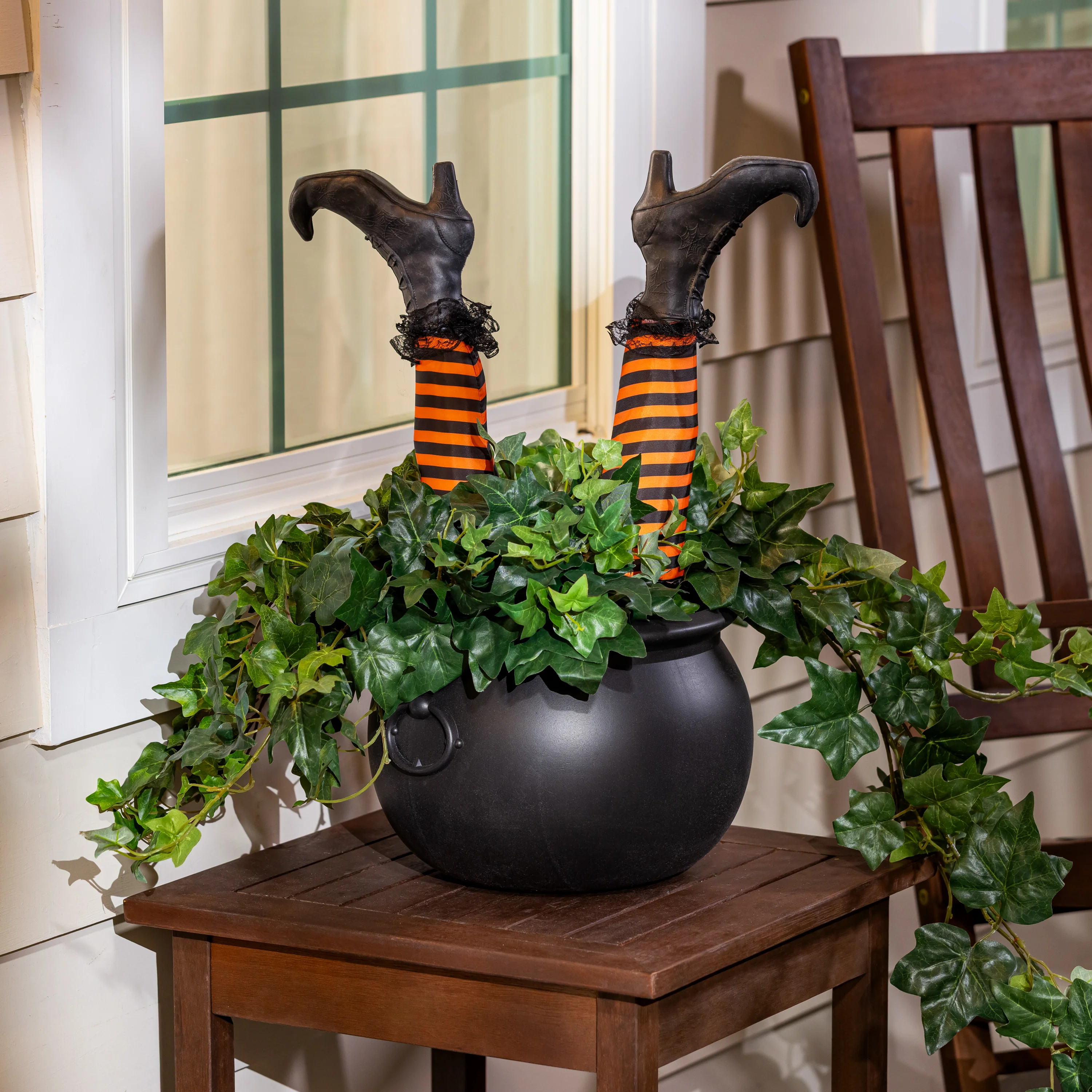 12" Witch's Cauldron Planter and Halloween Candy Bowl - Image 4