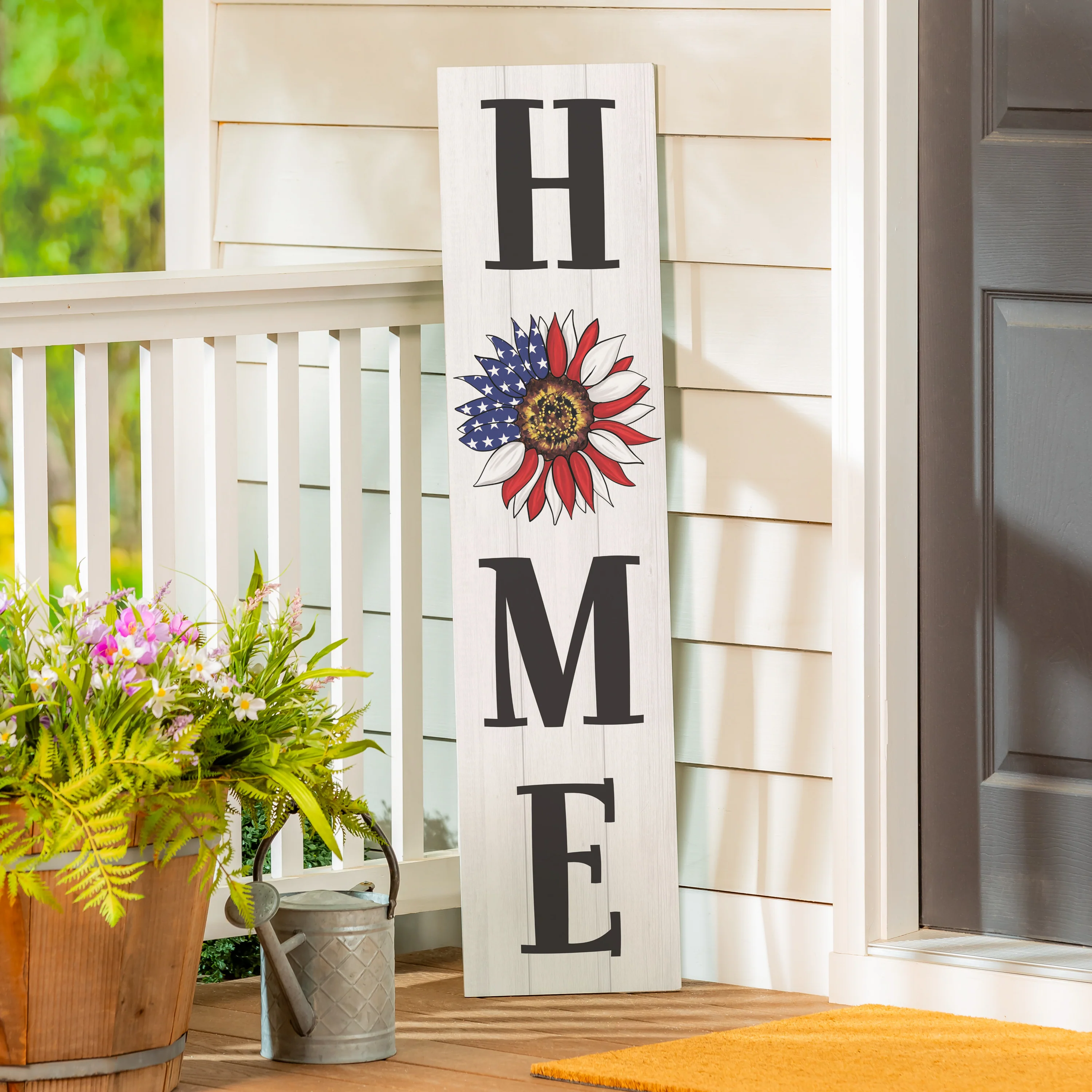 American Classic Garden Decor, Porch Leaner, Sunflower "HOME", 10.75" L x 46" H