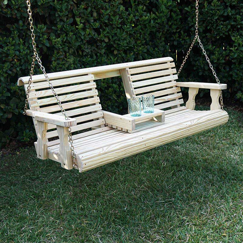 Porchgate Amish Heavy Duty Rollback Console Porch Swing - Image 3