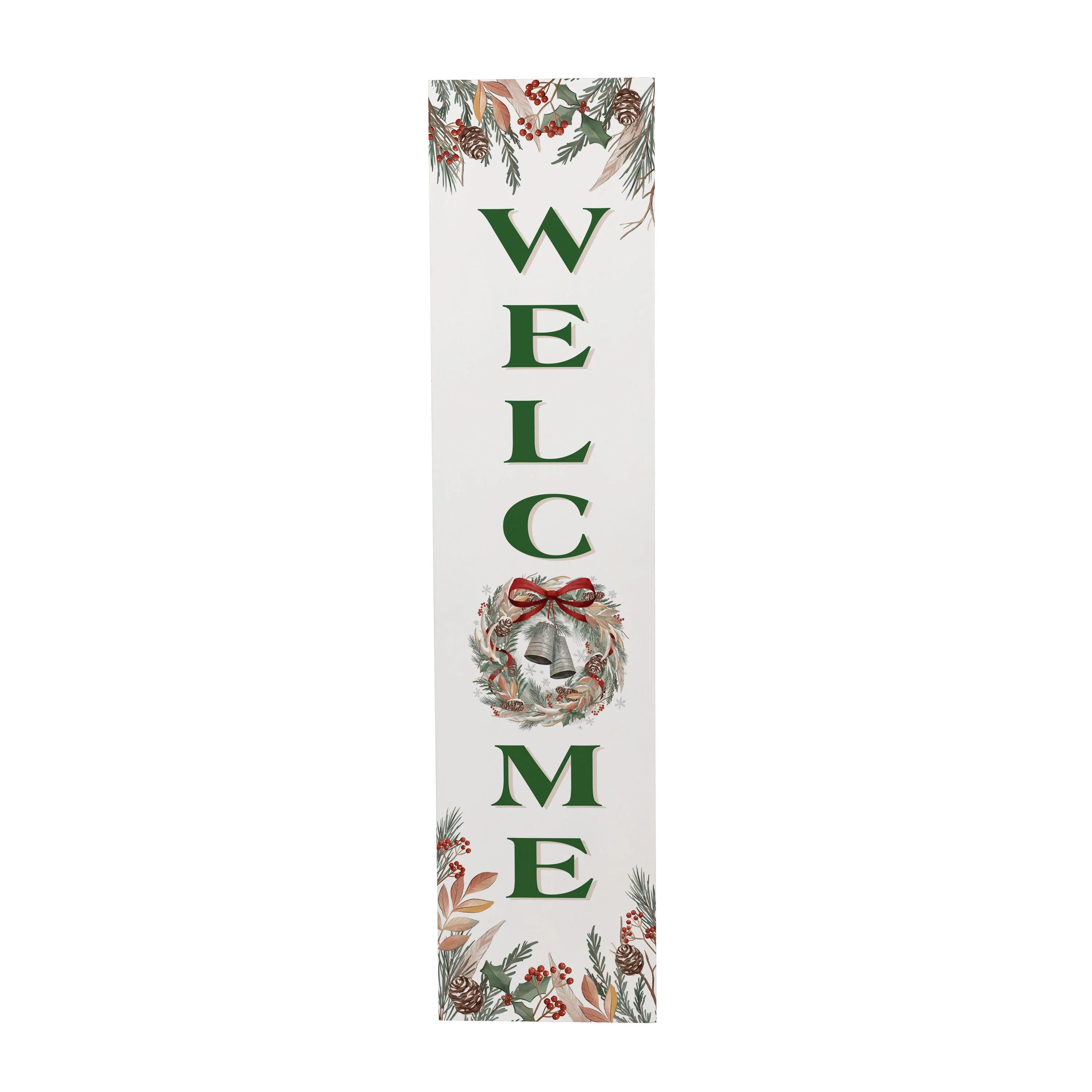 Winter Grove Wreath And Bell Porch Leaner, "Welcome", 46"H - Image 2