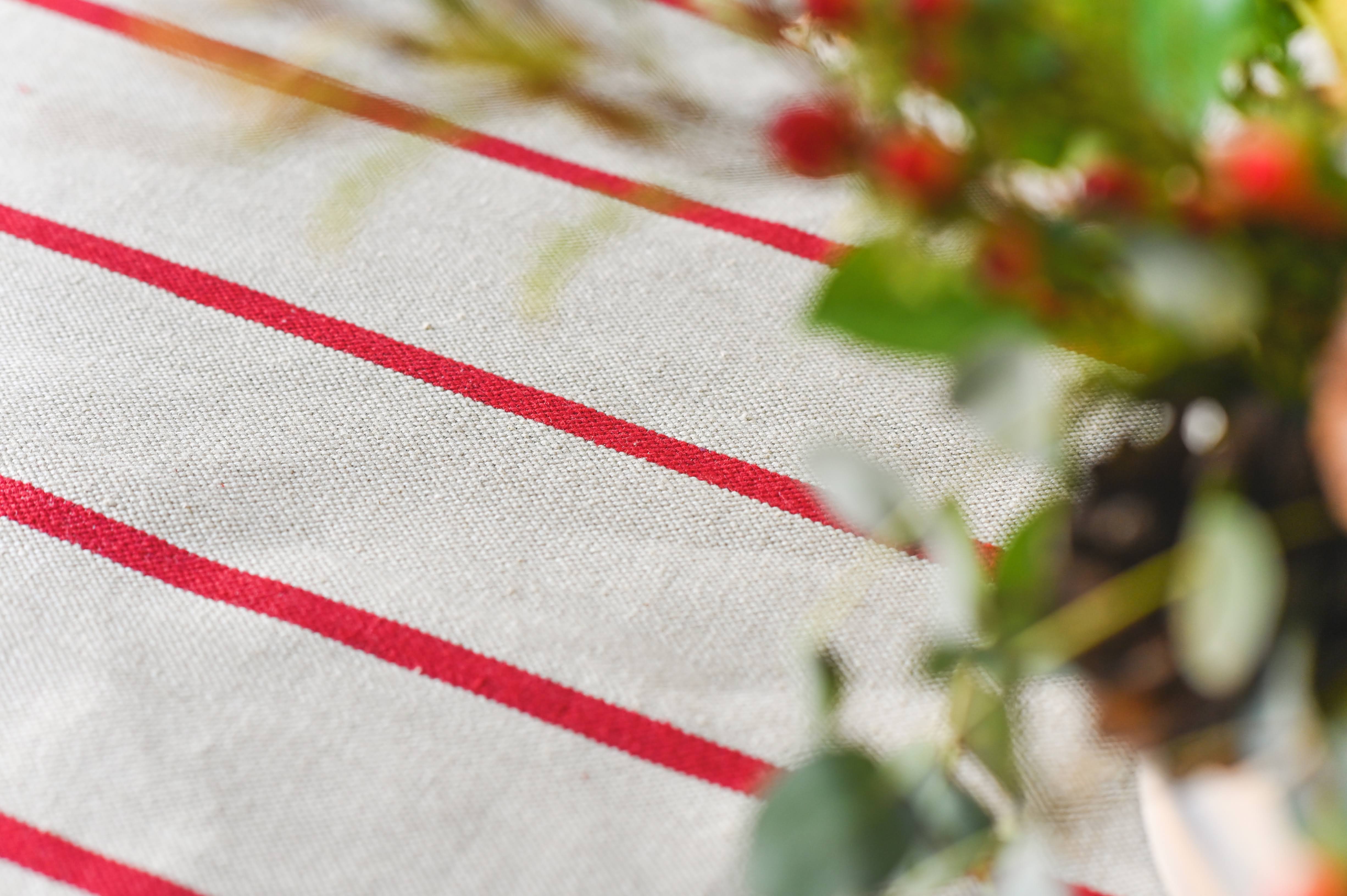 Red Stripe Linen Tablecloth - Image 4