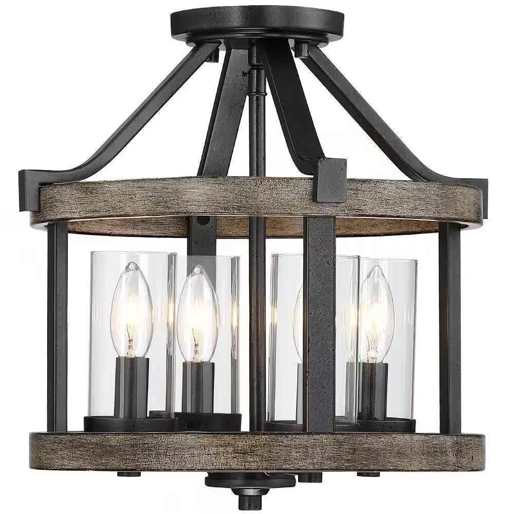 Metal and Wood Farmhouse Ceiling Lamp - Image 2