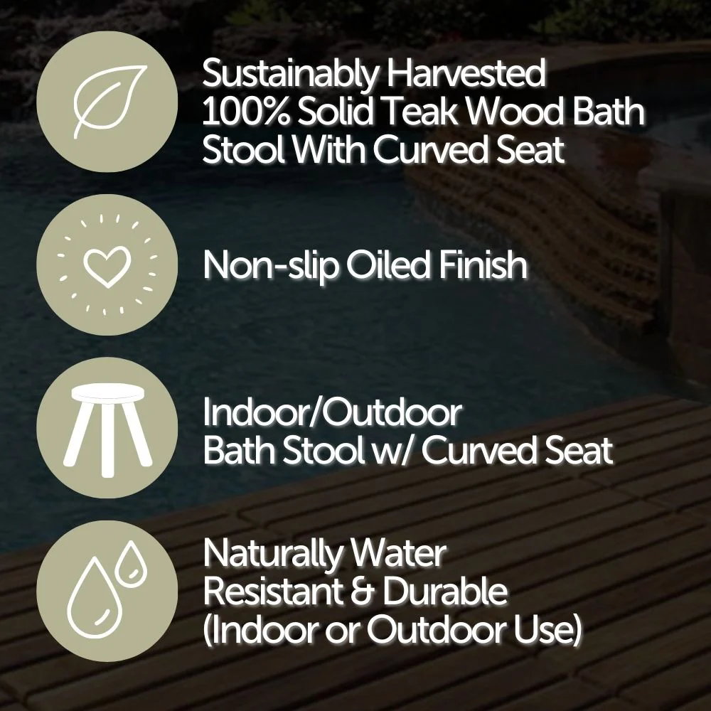 Salem Teak Shower and Bath Stool with Curved Seat - Image 7