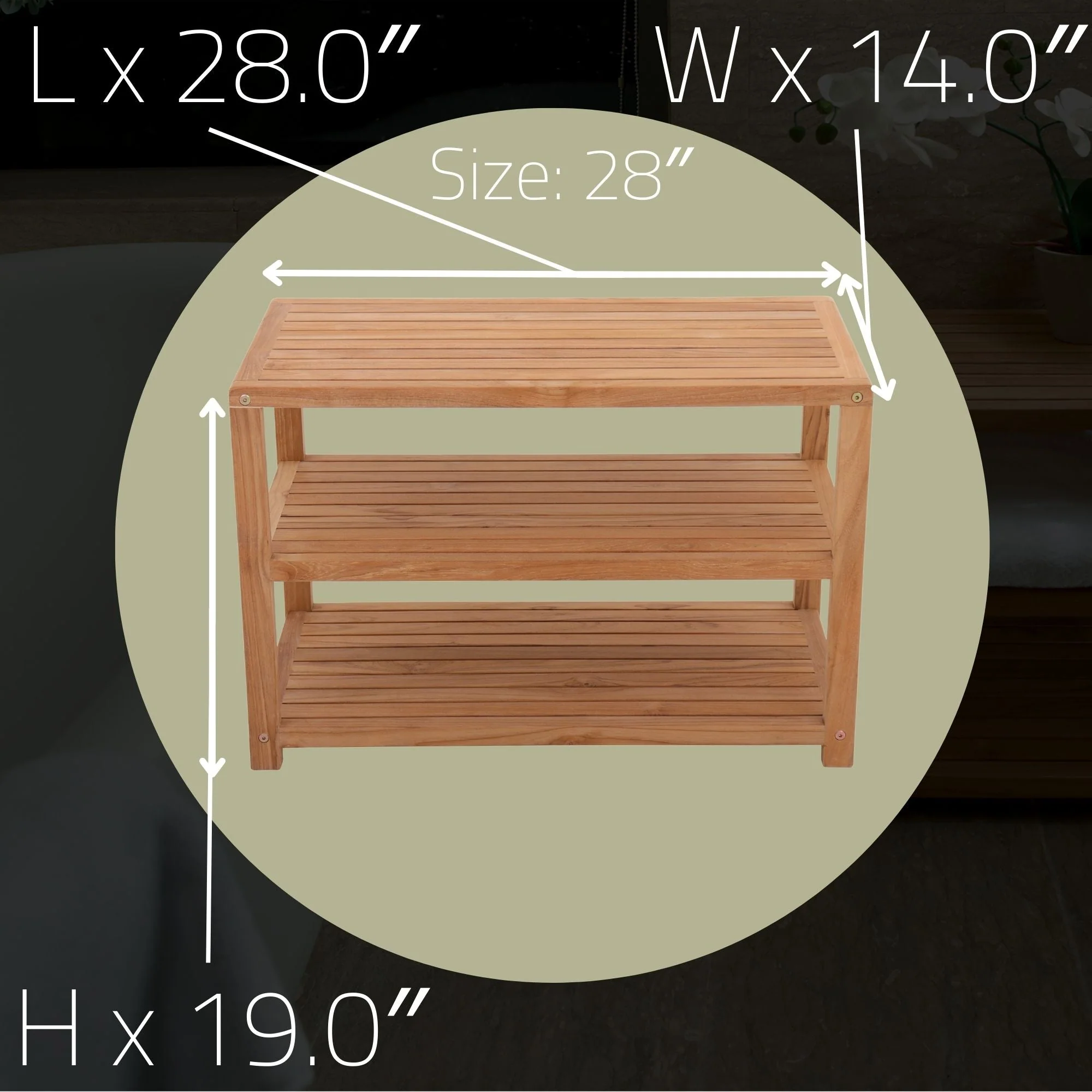 Savannah Natural Teak Shower and Spa/Bathroom/Outdoor - Storage Bench with Shelves- 28" or 40" - Image 10