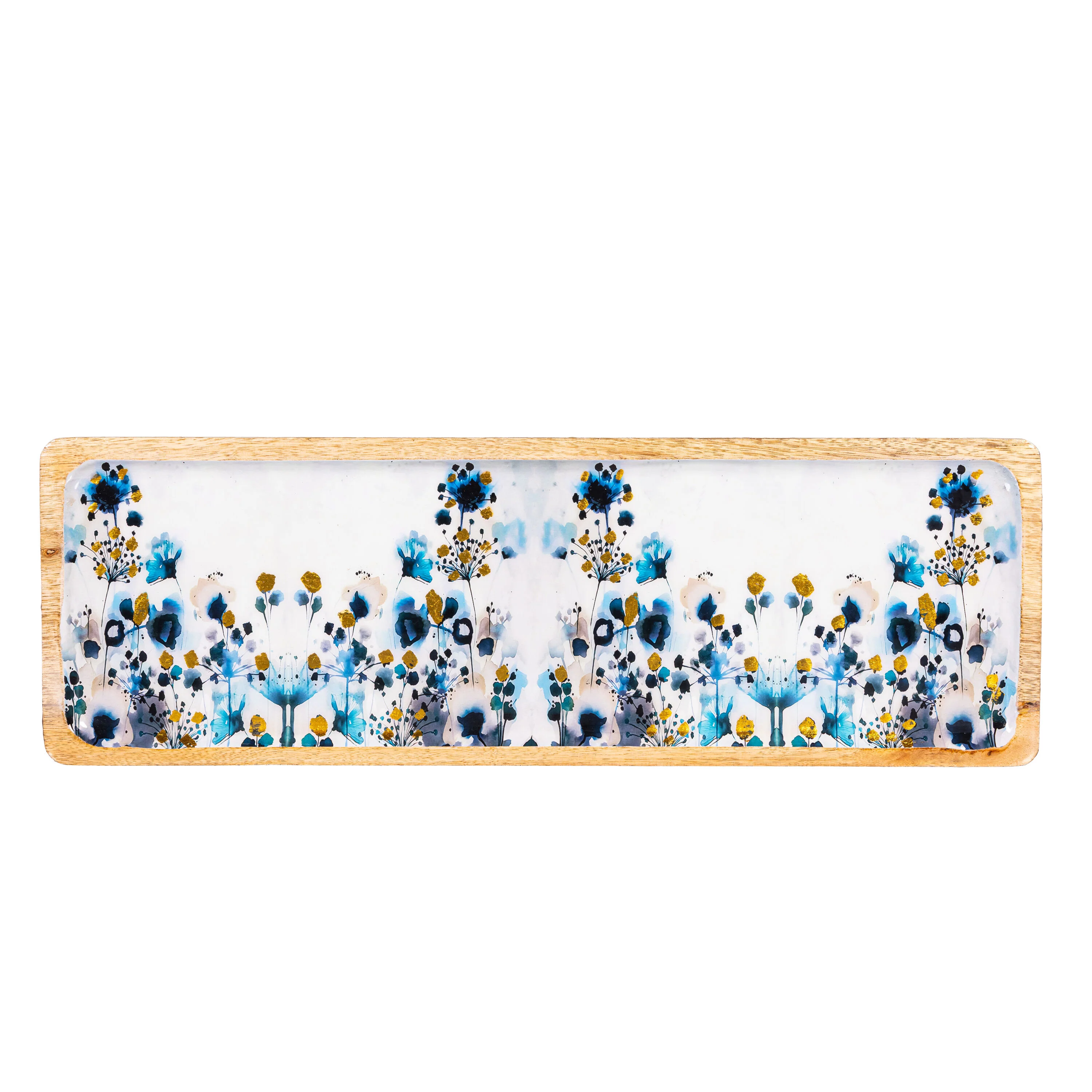 VivaStyle Gilded Meadow Serveware, Rectangular Wood Serving Tray, 18"L - Image 2