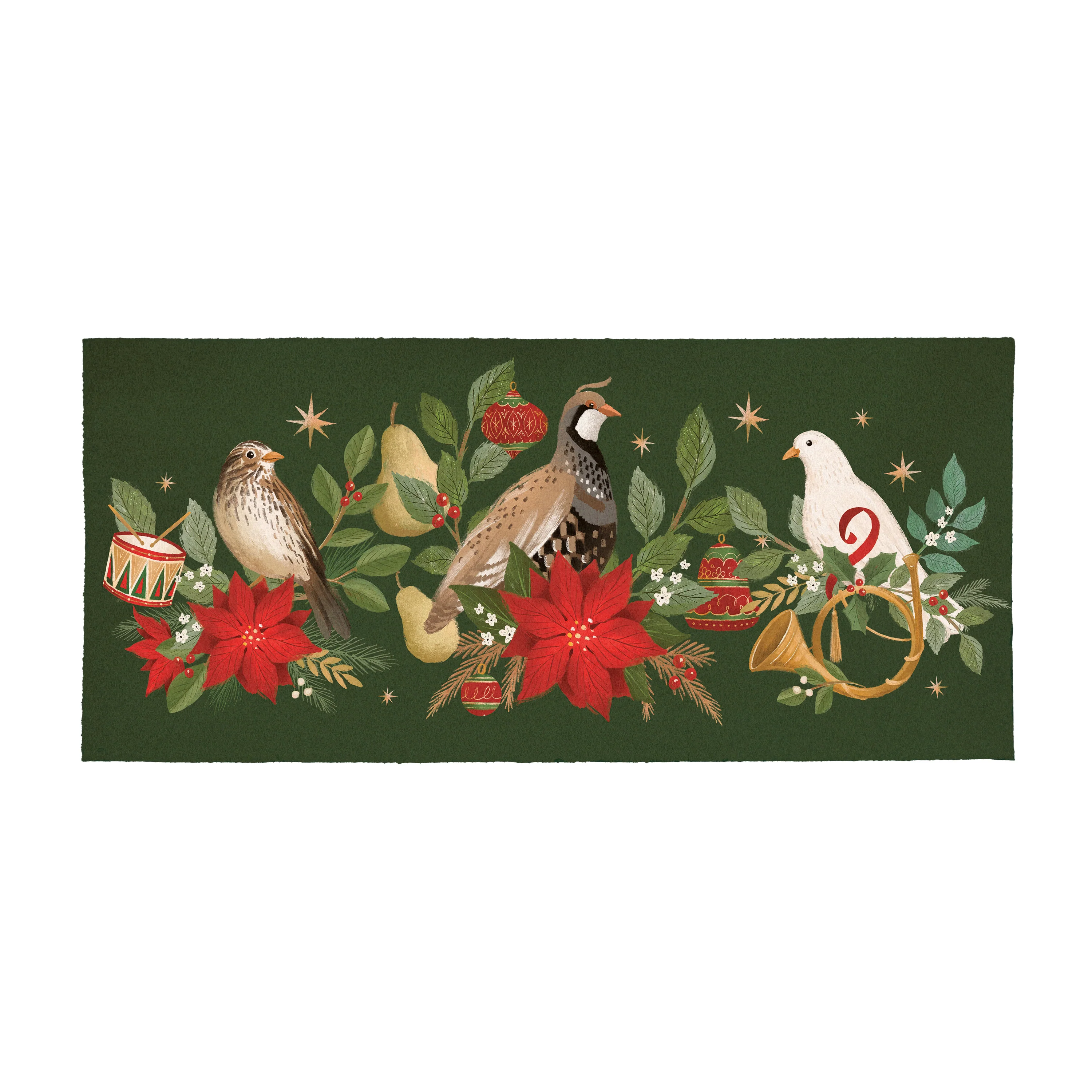 Twas The Night Flocked Coir Sassafras Switch Mat, Partridge,Bird,Goose, 22"x10" - Image 2