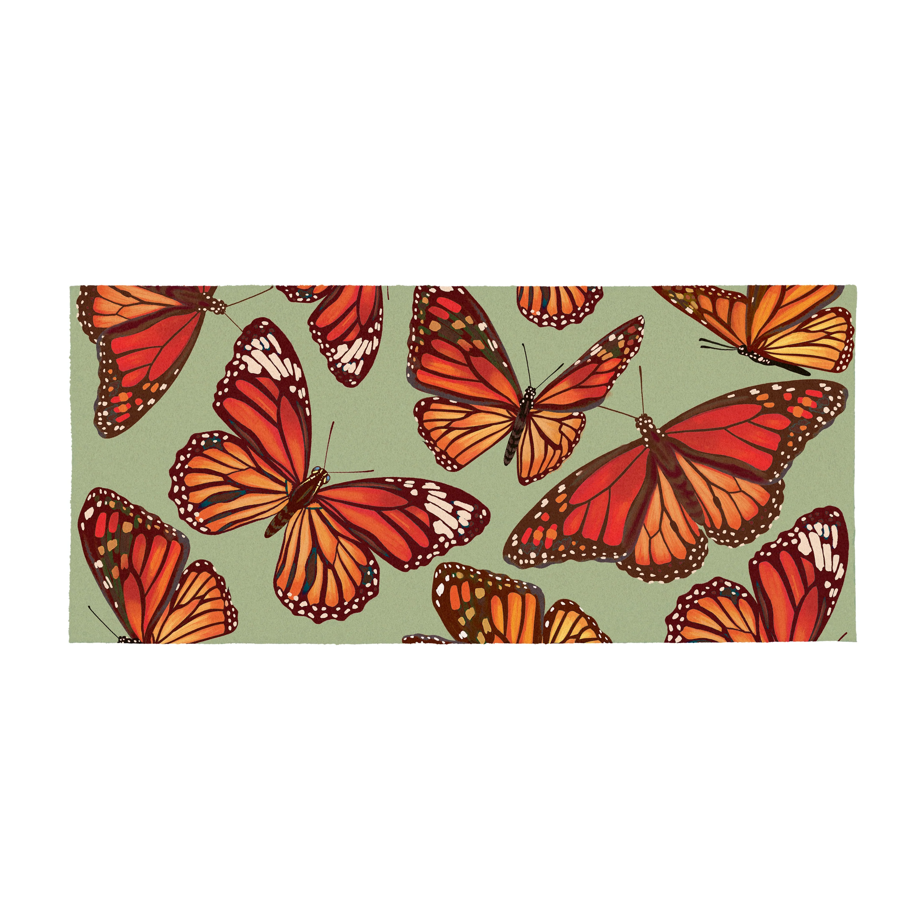 Harvest Blossom Butterfly Flocked Coir Sassafras Switch Mat,22"x10" - Image 2
