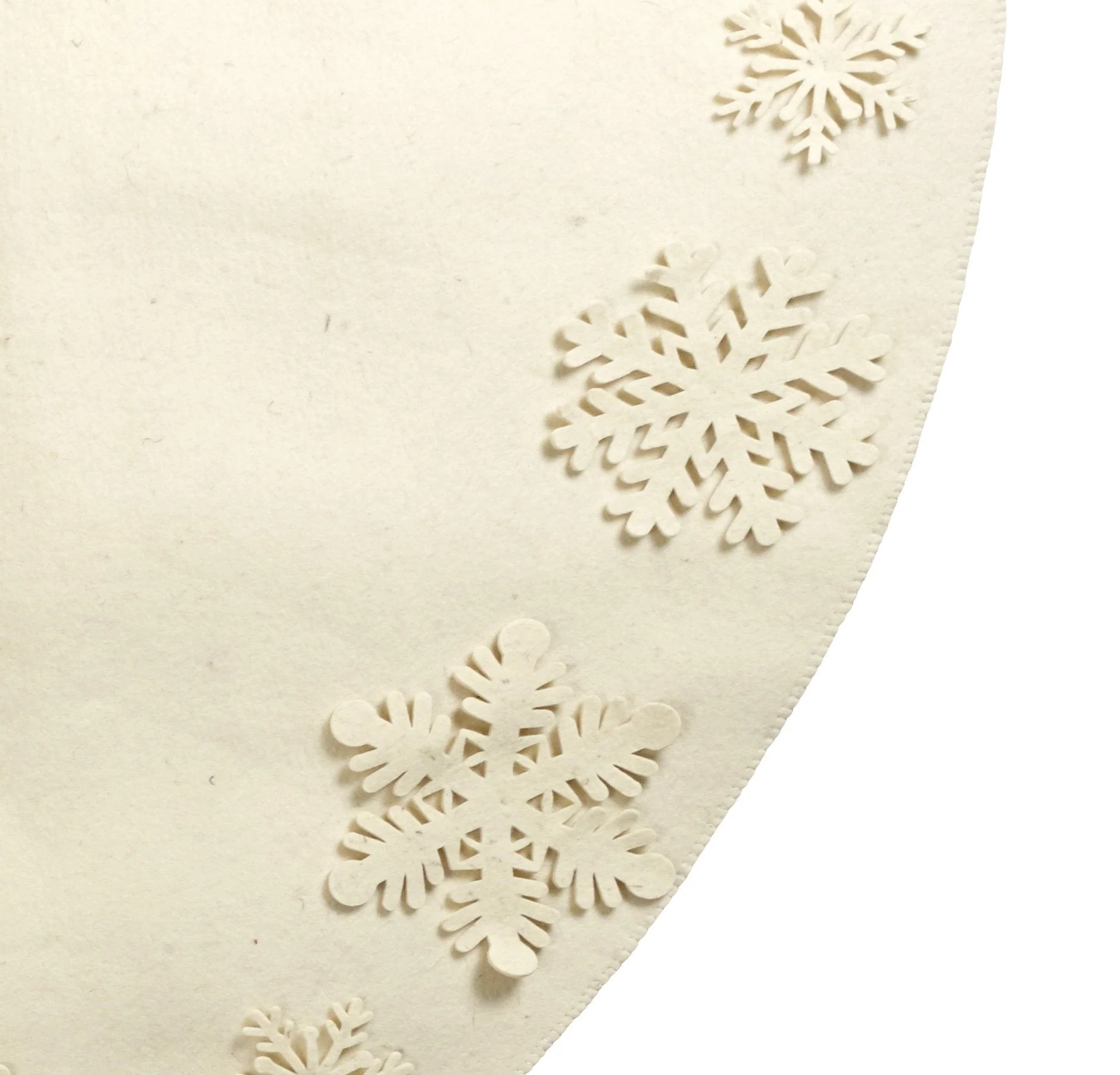 Snowflakes Hand-felted Wool Cream XL Christmas Tree Skirt Felt 72" Arcadia Home - Image 3