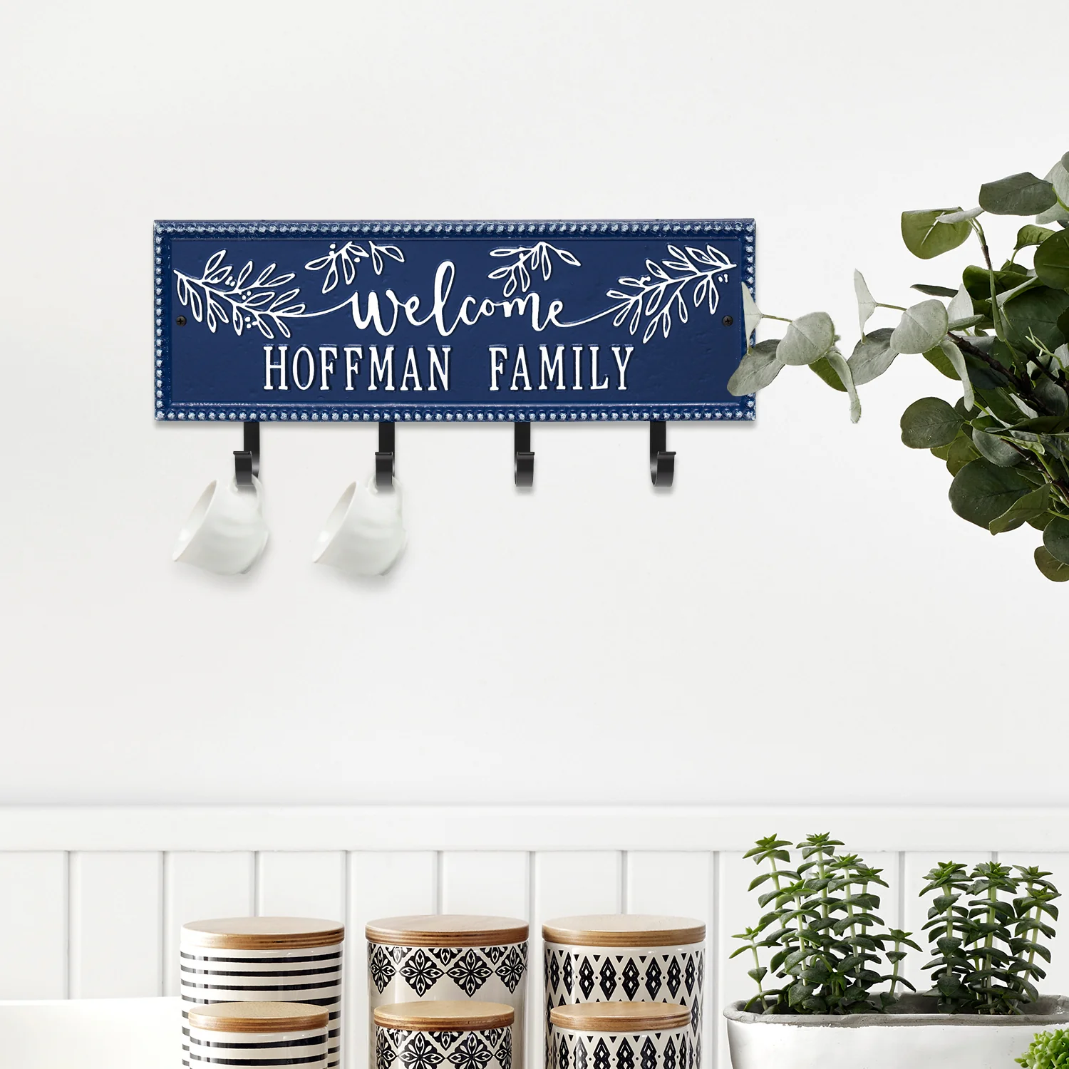 Welcome Family Beaded Rectangle Personalized Hook Plaque - Image 24