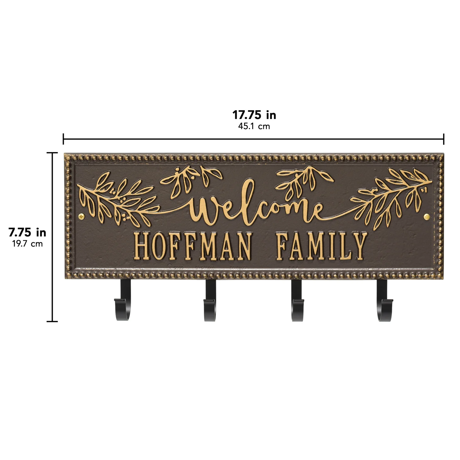 Welcome Family Beaded Rectangle Personalized Hook Plaque - Image 36