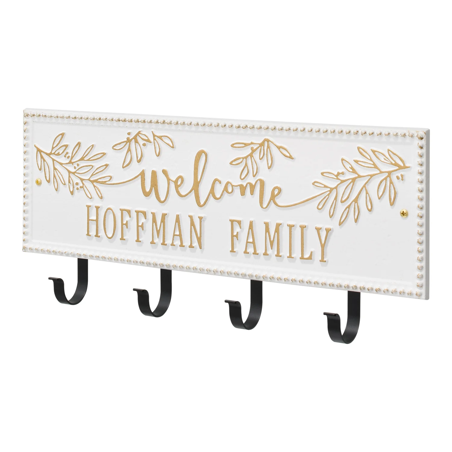 Welcome Family Beaded Rectangle Personalized Hook Plaque - Image 38