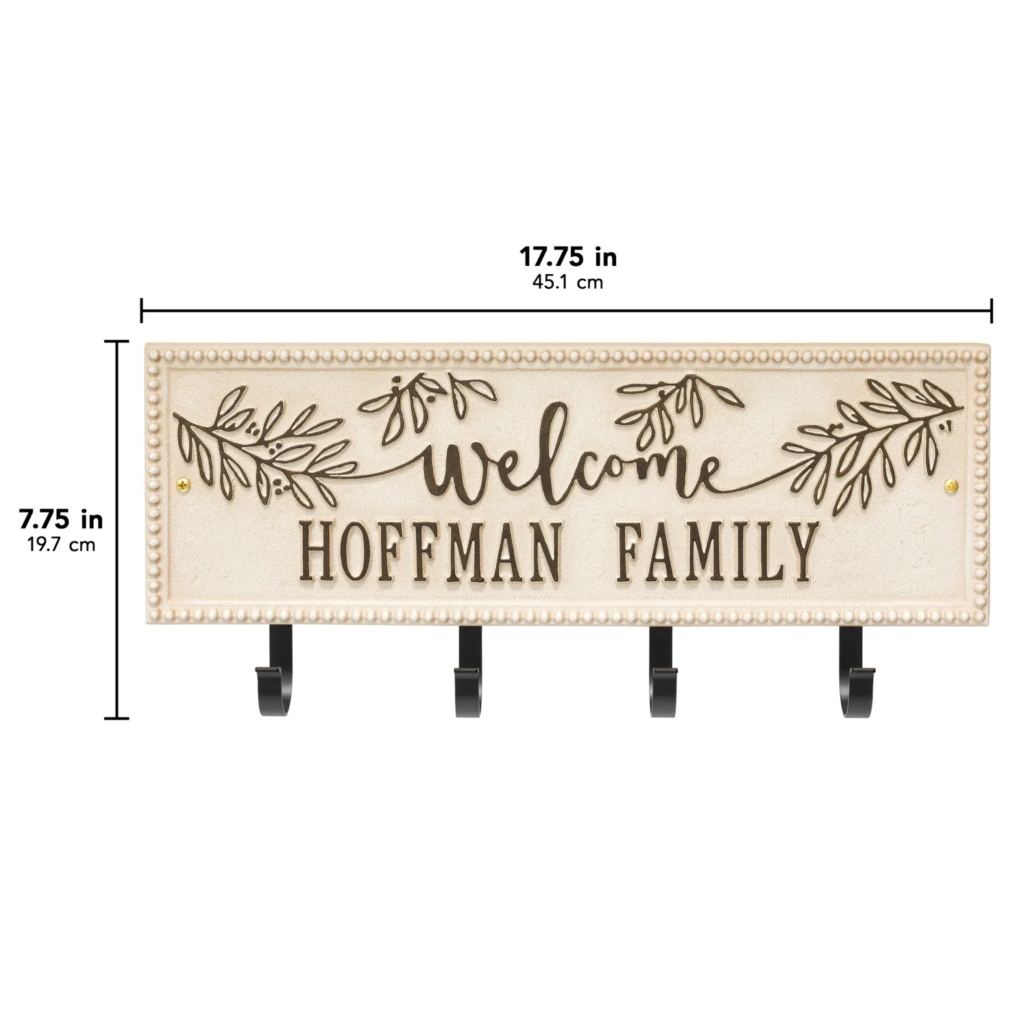 Welcome Family Beaded Rectangle Personalized Hook Plaque - Image 40