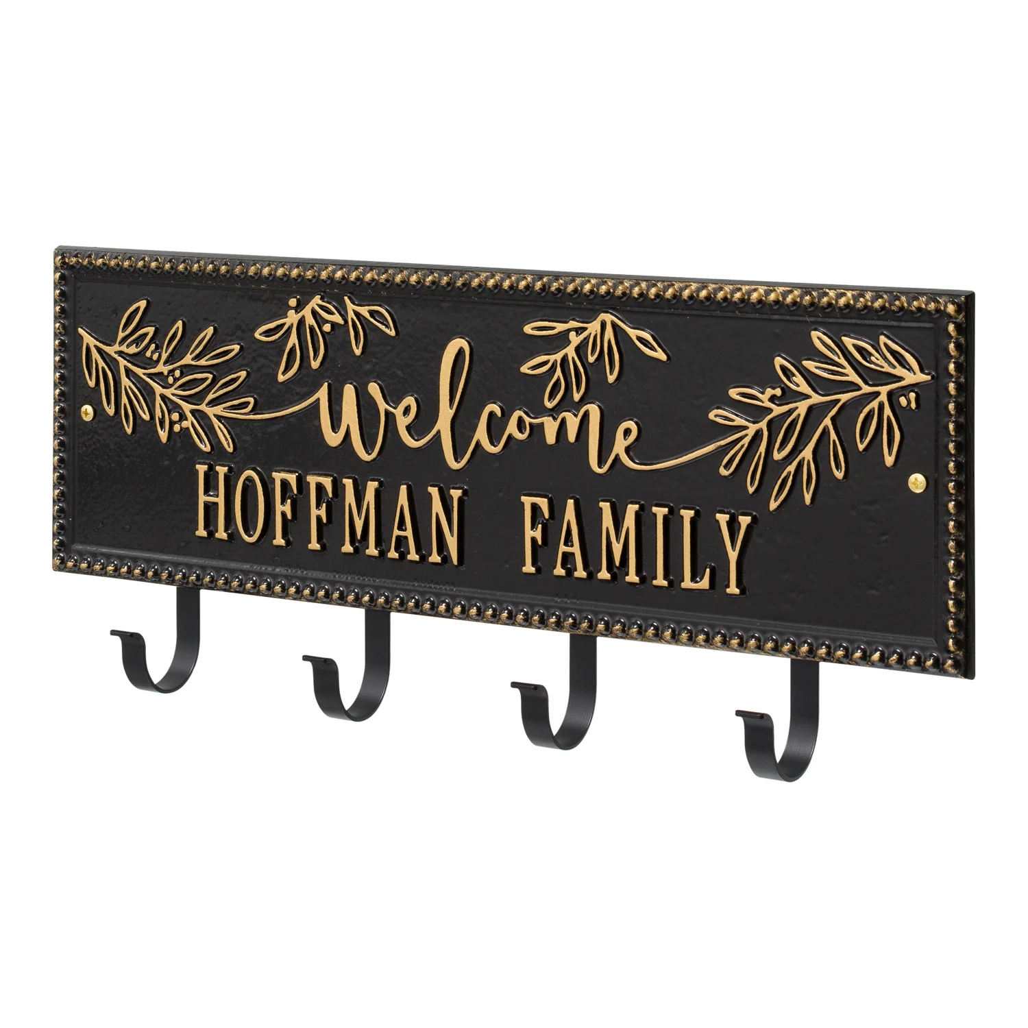 Welcome Family Beaded Rectangle Personalized Hook Plaque - Image 41