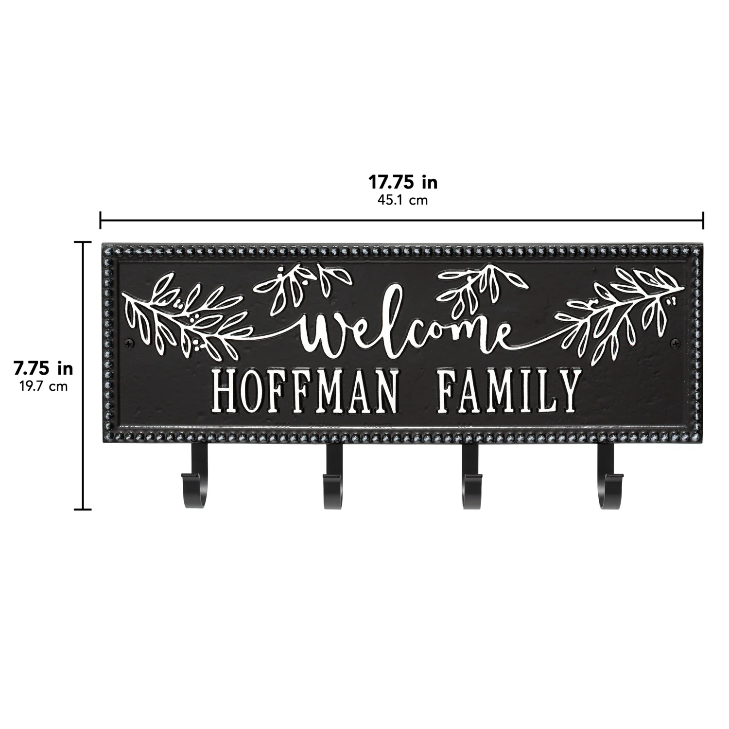 Welcome Family Beaded Rectangle Personalized Hook Plaque - Image 42