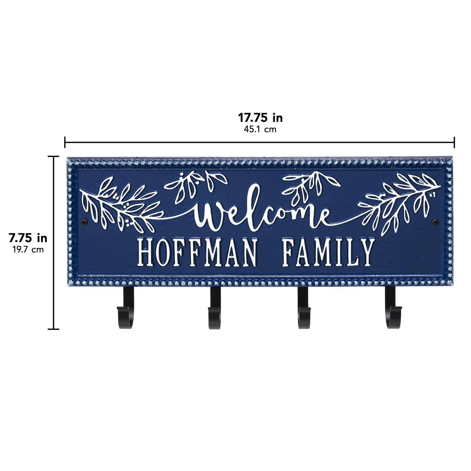 Welcome Family Beaded Rectangle Personalized Hook Plaque - Image 44