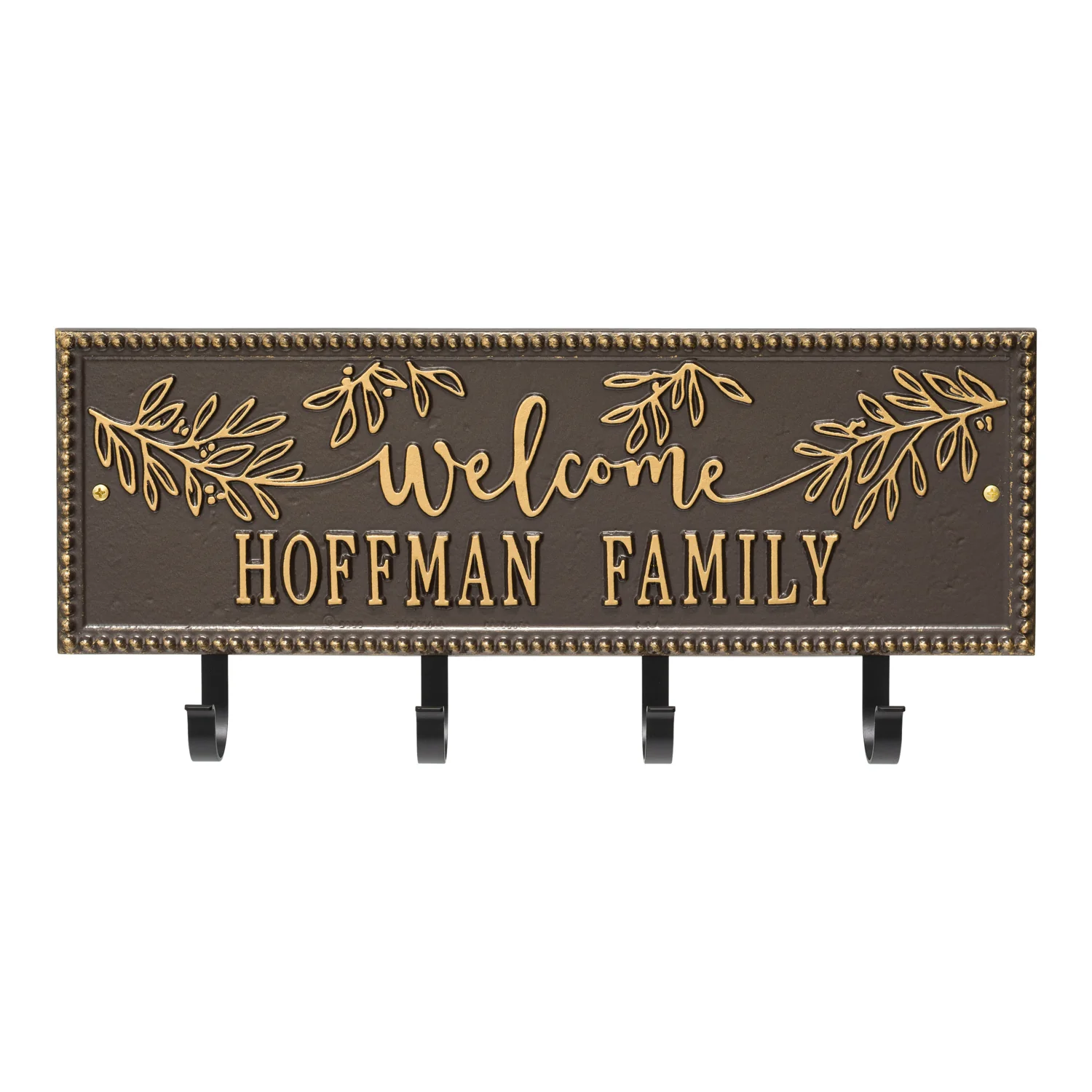 Welcome Family Beaded Rectangle Personalized Hook Plaque - Image 46