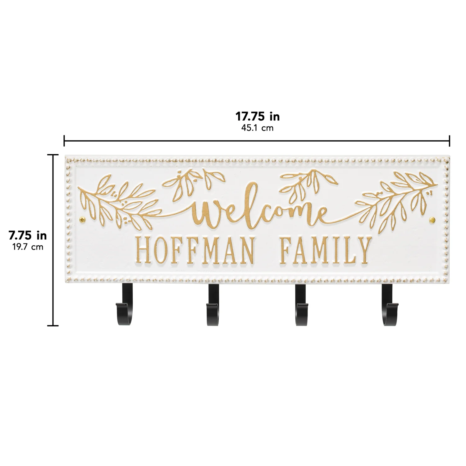 Welcome Family Beaded Rectangle Personalized Hook Plaque - Image 48