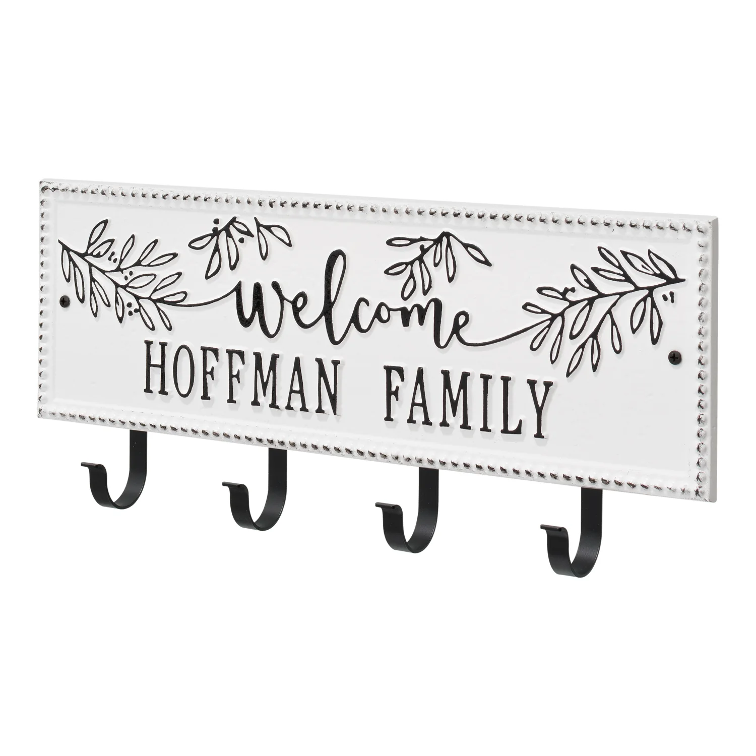 Welcome Family Beaded Rectangle Personalized Hook Plaque - Image 49