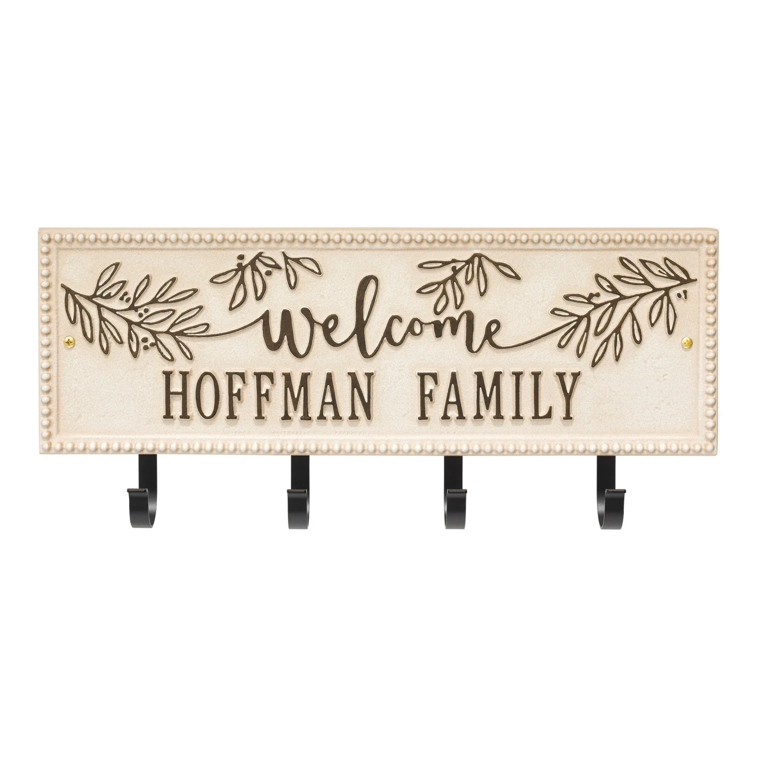 Welcome Family Beaded Rectangle Personalized Hook Plaque - Image 50
