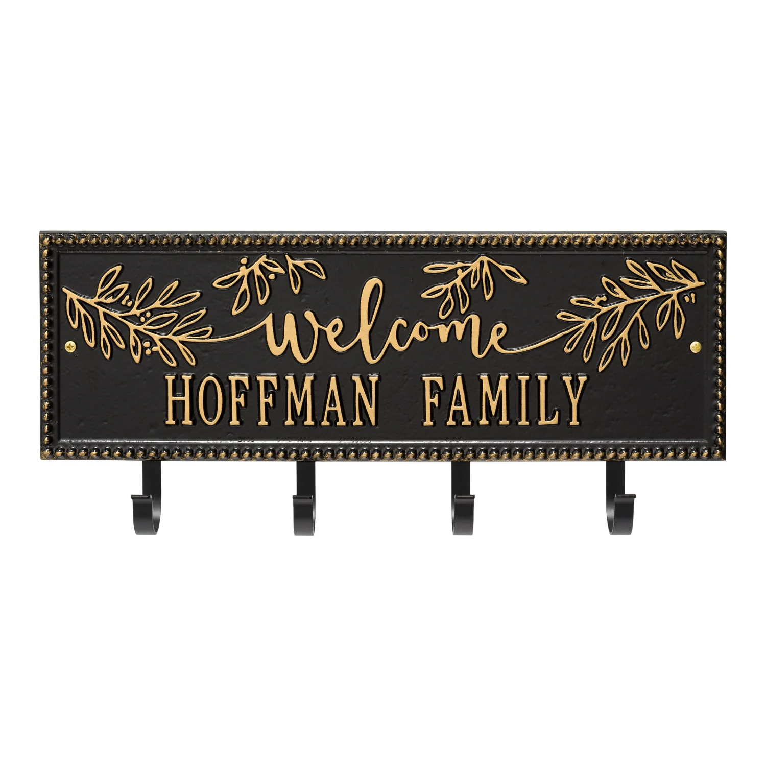 Welcome Family Beaded Rectangle Personalized Hook Plaque - Image 51