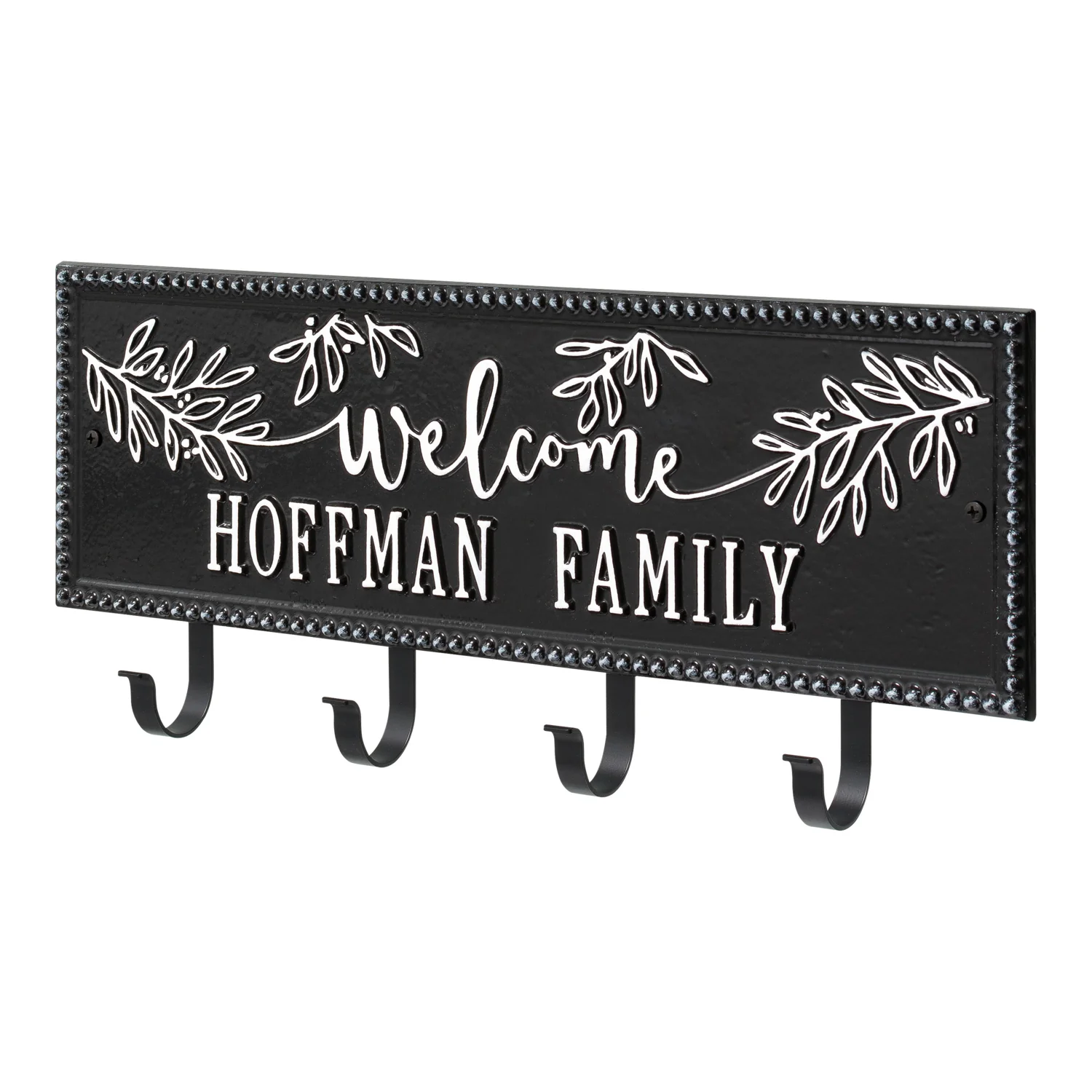 Welcome Family Beaded Rectangle Personalized Hook Plaque - Image 52
